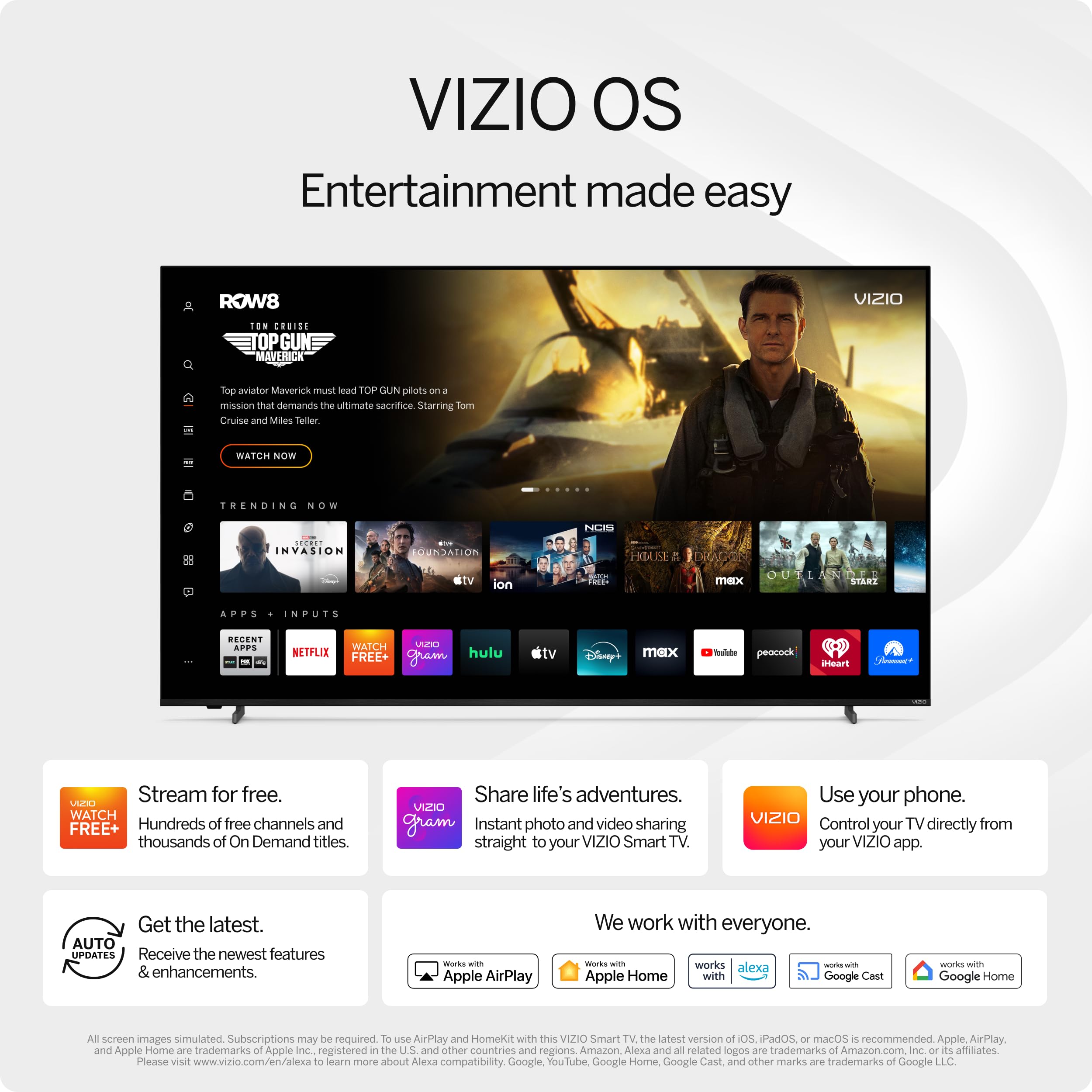 تلفزيون ذكي VIZIO بحجم 40 بوصة ودقة Full HD 1080p مع DTS Virtual:X، متوافق مع Alexa، ميزة Google Cast مدمجة، يدعم سماعات الرأس بتقنية البلوتوث (VFD40M-08 جديد)
