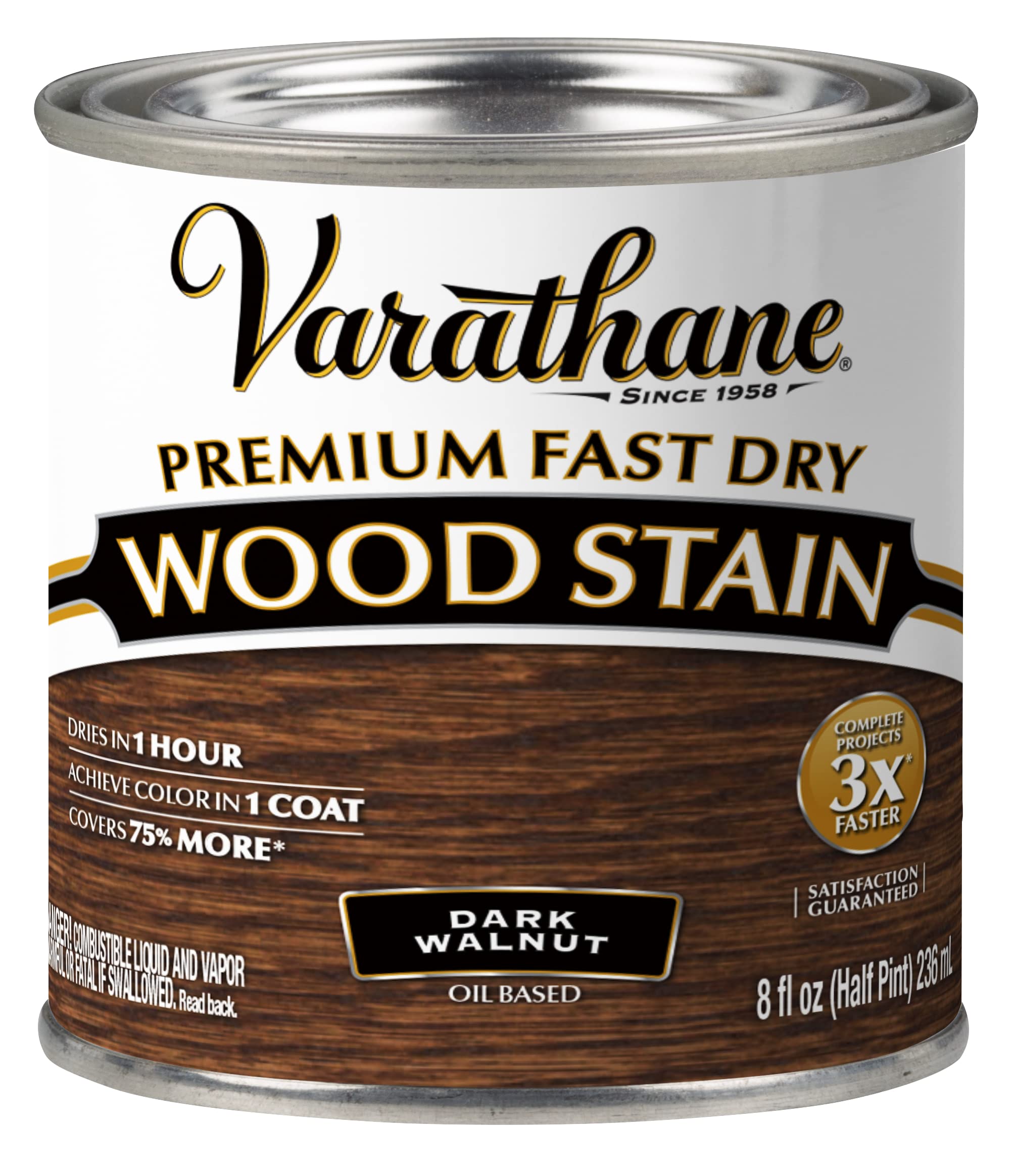 Varathane Premium Schnelltrocknende Holzbeize, Halb-Pint, Dunkle Walnuss