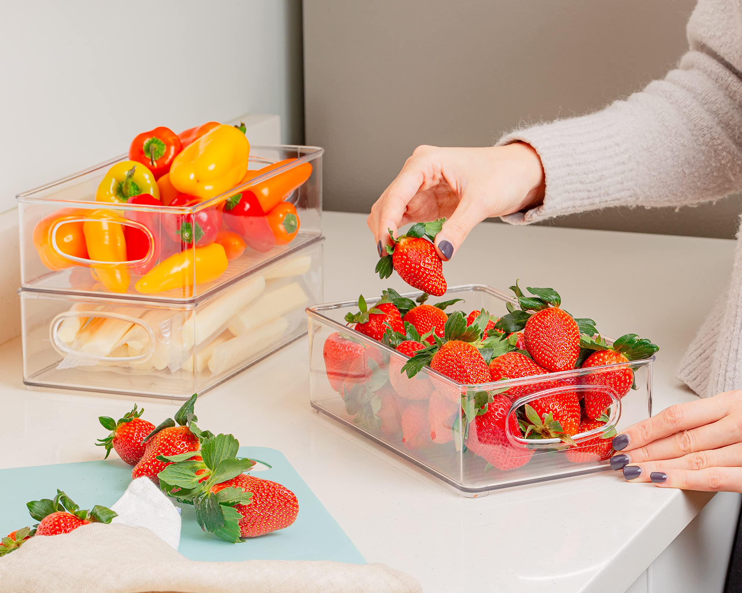 ClearSpace Plastic Pantry Organization and Storage Bins – Perfect for Kitchen/Fridge/ Refrigerator/Cabinet Organizers - 6 Pack