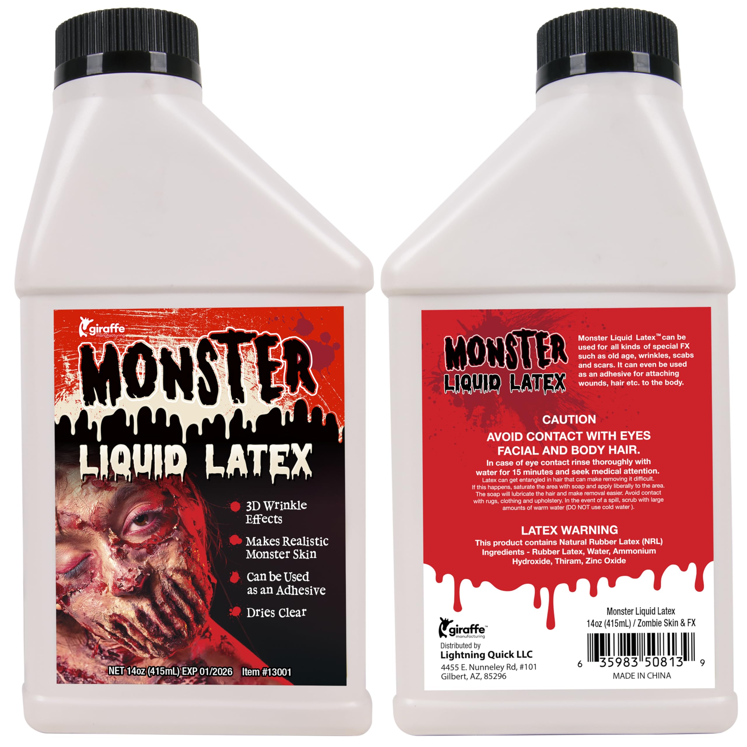 KANGAROO Professional Grade Liquid Latex SFX Makeup Prosthetics 14 oz - Body Paint Special Effects for Halloween, Cosplay, Theater & Film - Creates Fake Scars, Wounds, Zombie Makeup Skin