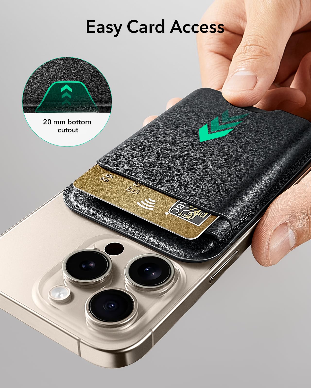 ESR for MagSafe Wallet, 5-Card Holder, Magnetic Wallet for iPhone, RFID Blocking, with 3,200 g Magnetic Strength, Vegan Leather, Slim for iPhone 17/16/15/14/13/12 Series, Not for 13/12 Mini, Black
