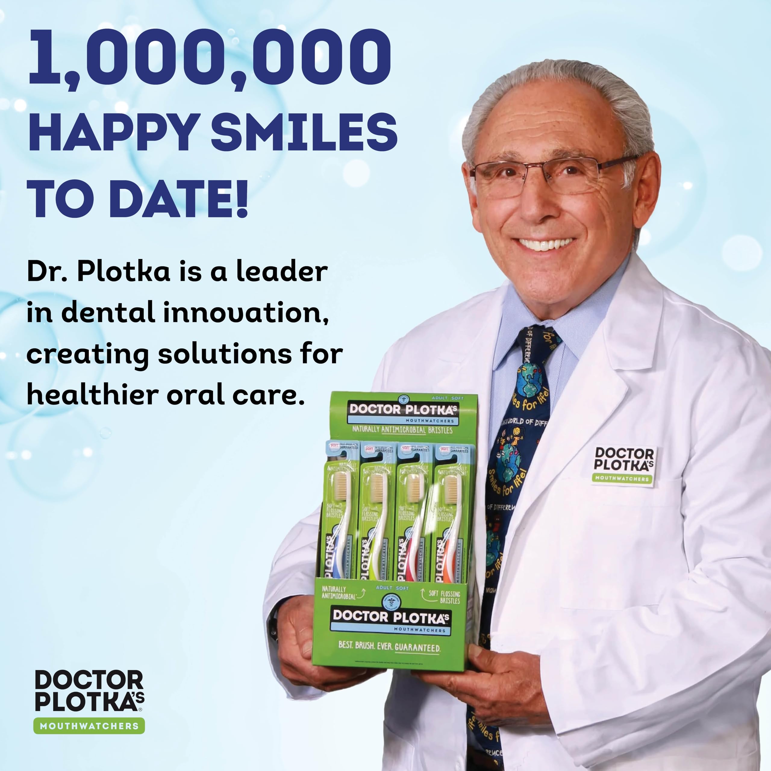 MOUTHWATCHERS Dr Plotkas Soft Bristle Flossing Toothbrush Manual Soft Toothbrush for Adults, Ultra Clean, Good for Sensitive Teeth and Gums, Variety 4 Pack, Colors May Vary