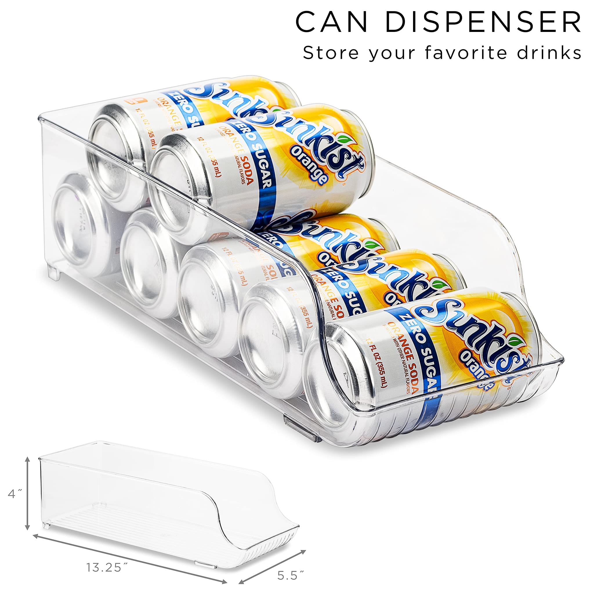 Sorbus Refrigerator Organizers and Storage Bins Set of 6 – Includes 2 Wide Bins, 2 Narrow Bins, Soda Can Organizer, and 14 Egg Holder – Clear Fridge Organizer Bins for