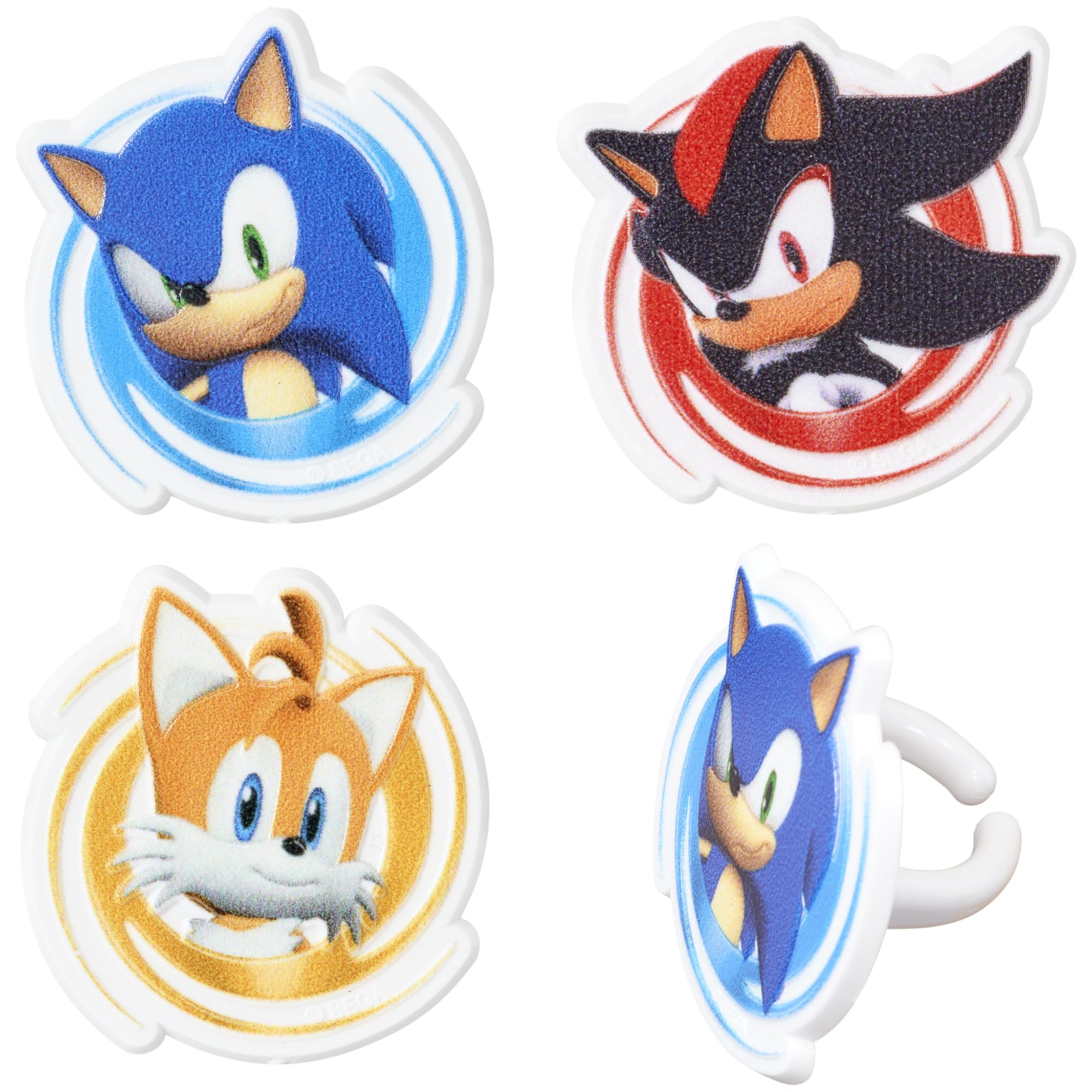 DecoPac Sonic the Hedgehog Ringe, Cupcake-Dekorationen mit Sonic, Tails und Shadow – 24er-Pack