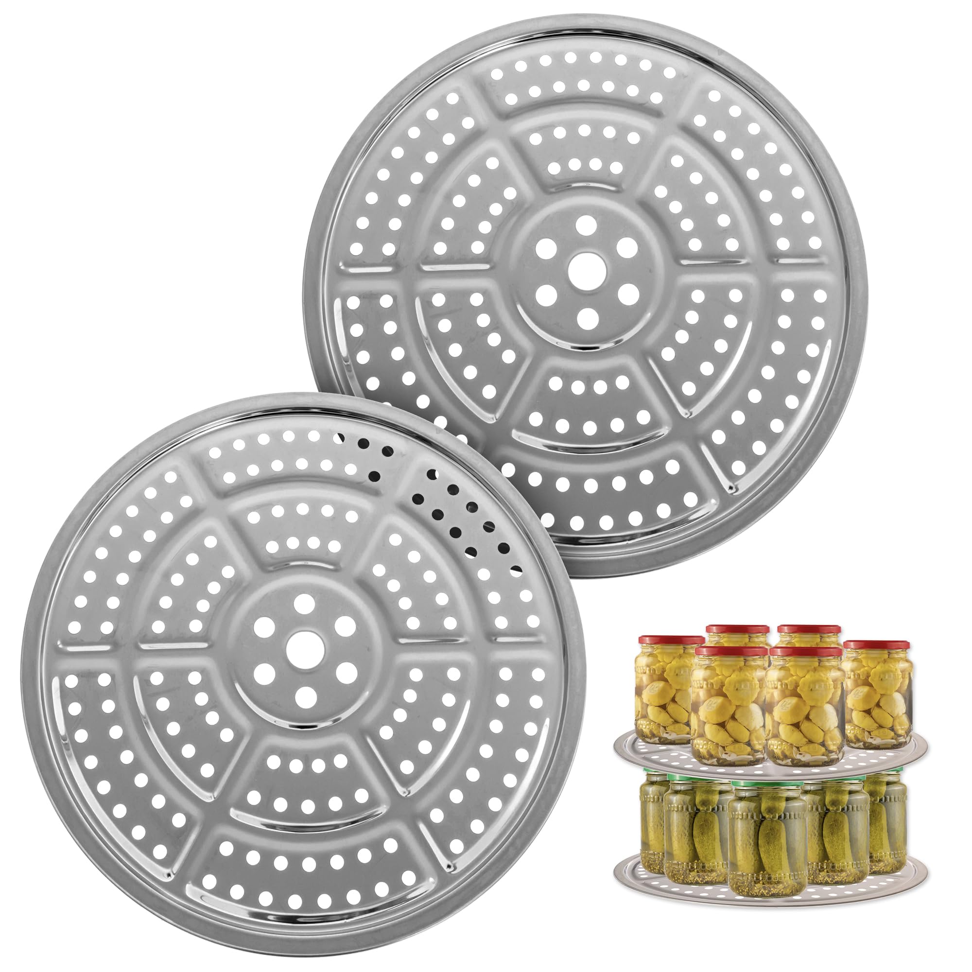IMPRESA 2er-Pack Einkochgestell für Schnellkochtopf – Edelstahl – kompatibel mit Presto, All American Dampfdrucktopf und mehr – 11 Zoll (28 cm Einkochtopf für Konservierung)