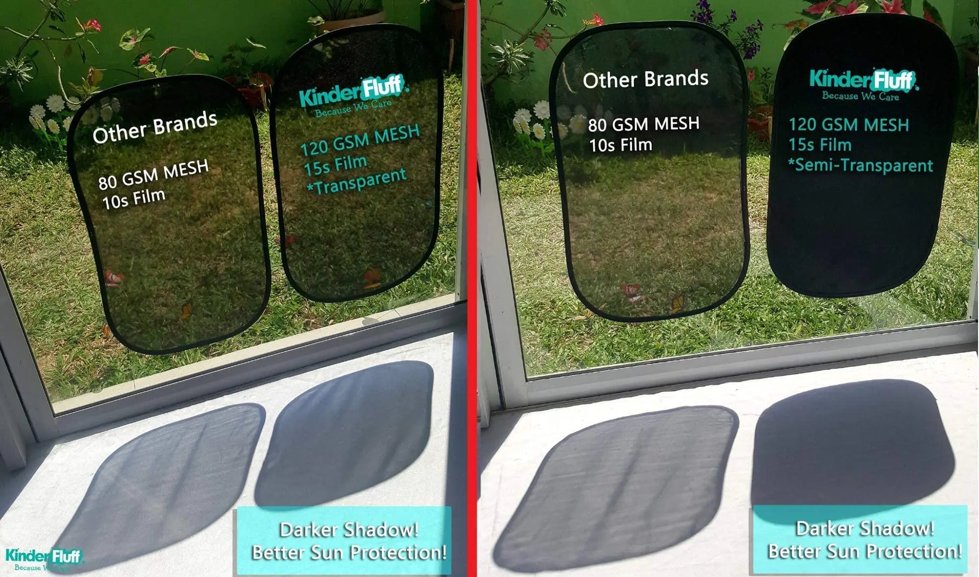 kinder Fluff Car Window Shade (4Pack)-The Only Certified Car Window Sun Shade for Baby Proven to Block 99.95% UVR - Mom's Choice Gold Award - Side Window Sunshades - Standard