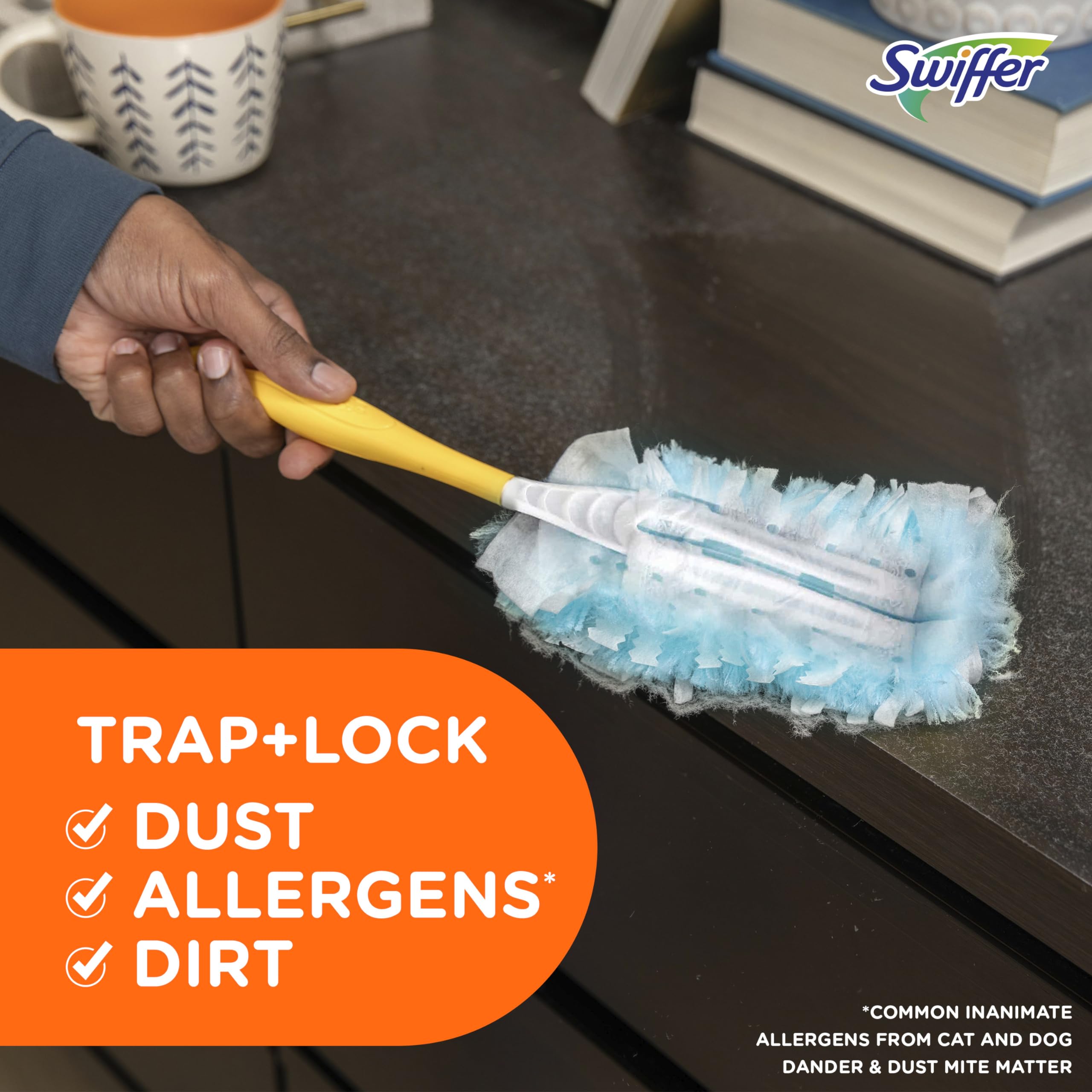 Swiffer Dusters Refill for Cleaning, Made by SWIFFER, Feather & Microfiber Duster Disposable Alternative, for Dusting Furniture, Blinds, Ceiling Fans, Walls, Helps Remove Allergens, Unscented, 18ct​