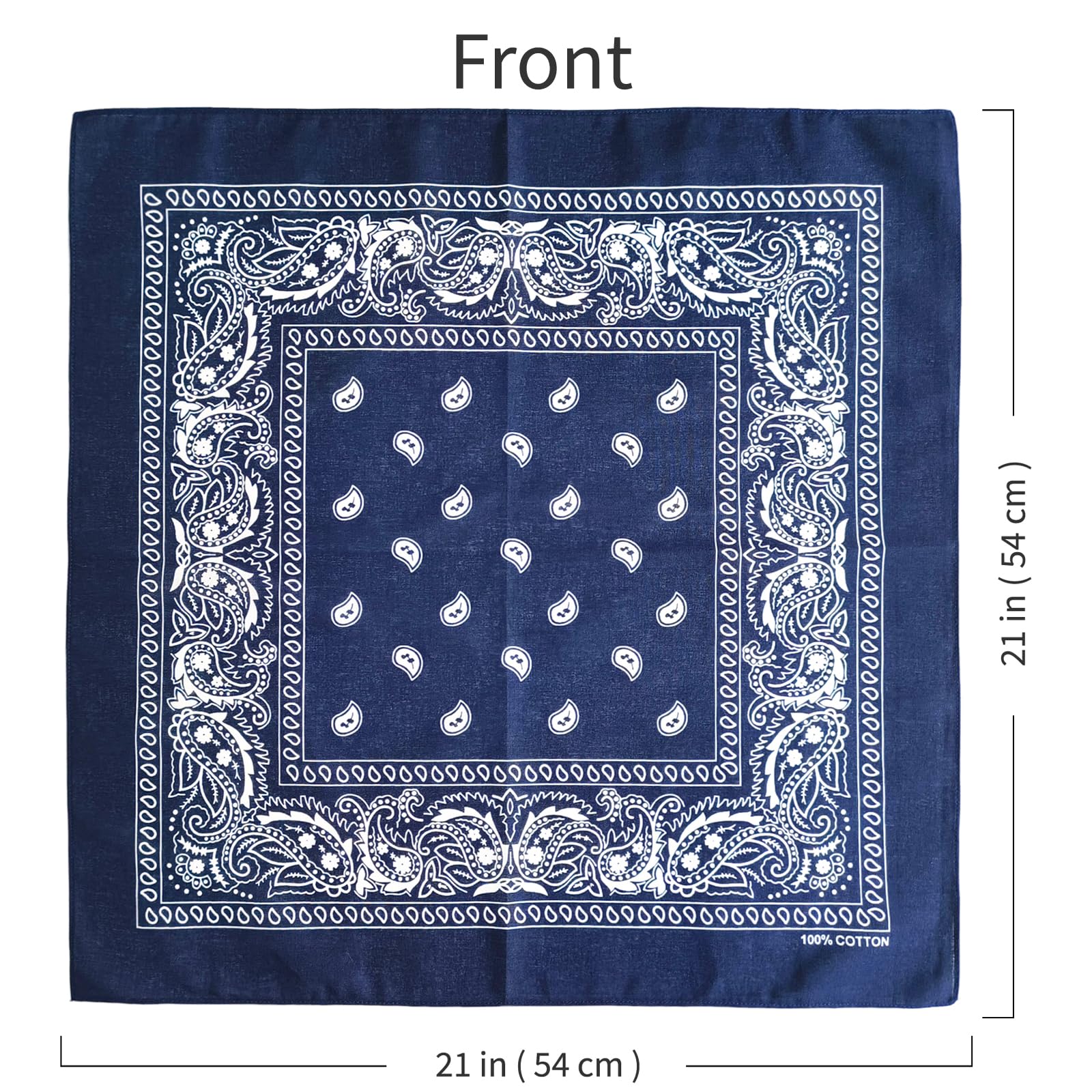 APIGANIZ 100% Cotton Bandanas, 21 x 21 inches, Set of 6 (Basic - Dark Colors)