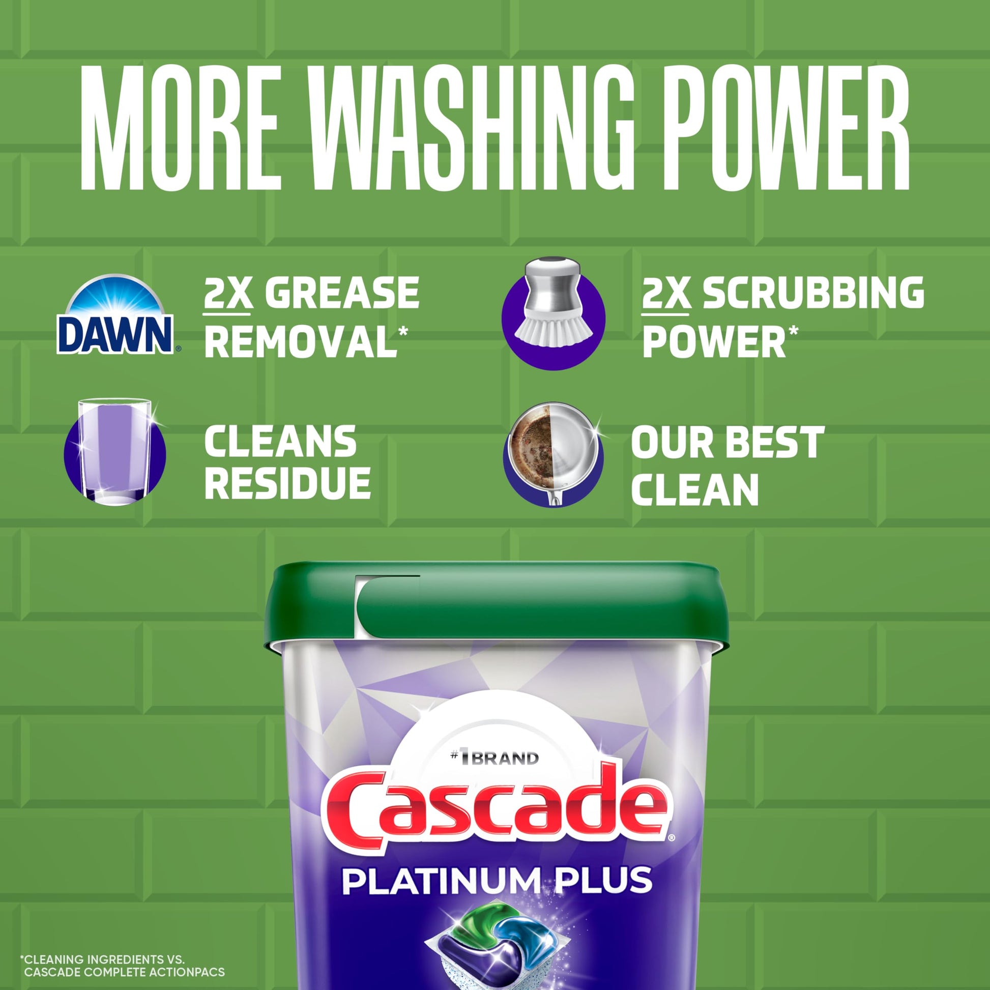 Cascade Platinum Plus Dishwasher Pods, Dishwasher Detergent, Dish Detergent Soap, Fresh, 57 Count