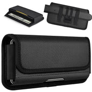 ykooe Rugged Nylon Holster Compatible with iPhone 16 15 14 13 12 & Pro Models, Galaxy S25, S24, S23, S22 Cell Phone Belt Holder for Men, Black - L