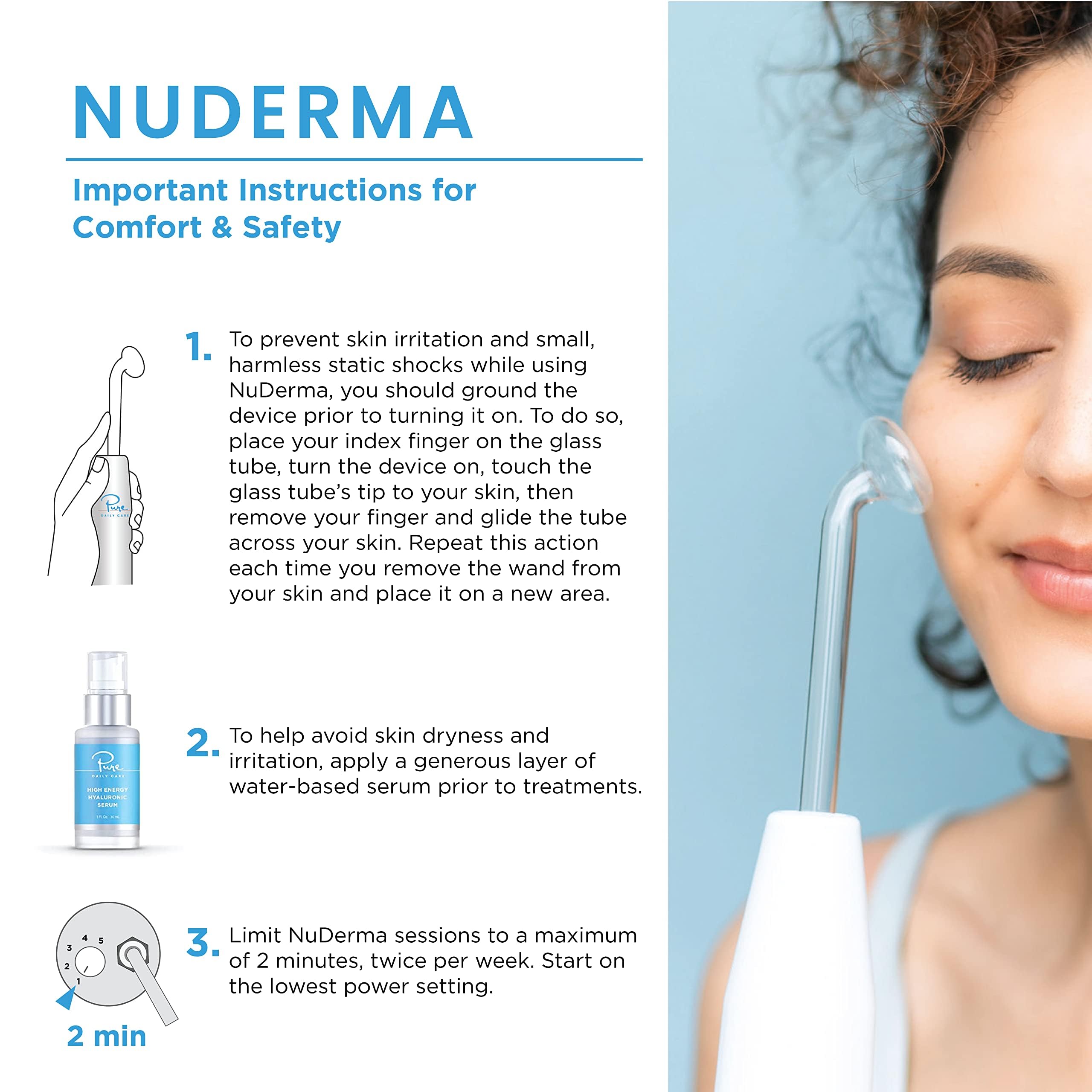 NuDerma Clinical Skin Therapy Wand - Portable Skin Therapy Machine w 6 Fusion Neon + Argon Wands - Anti Aging - Clarifying - Skin Tightening & Radiance - Wrinkle Reducing