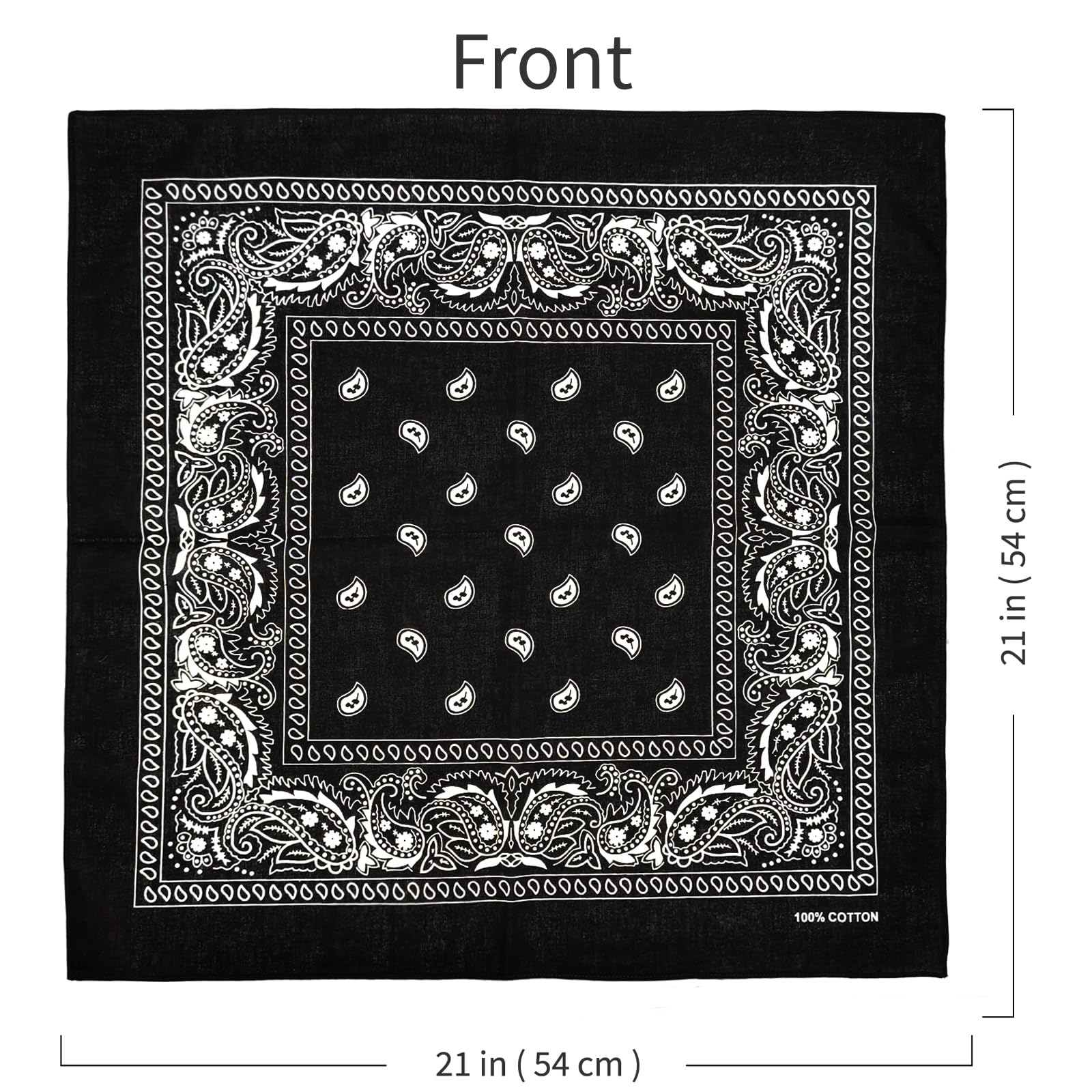 APIGANIZ 100% Cotton Bandanas, 21 x 21 inches, Set of 6 (Basic - Dark Colors)
