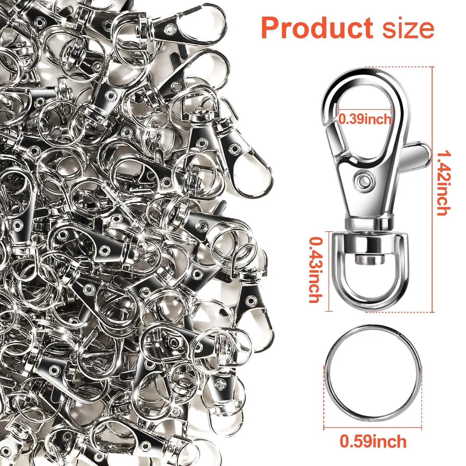 LEOBRO 60PCS Metal Swivel Snap Hooks and Key Rings, 30PCS Small Lobster Claw Keychains Clasps and 30PCS Key Chain Ring for Keychain Clip, Key, Jewelry Making, Art Crafts, Silver