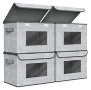 Univivi Fabric Foldable Storage Boxes [4-Pack] Large Collapsible Stackable Storage Bins with Lids, Closet Organizers and Storage Cube Basket for Home, Office, Bedroom (Gray, 17“ x 12” x 12")