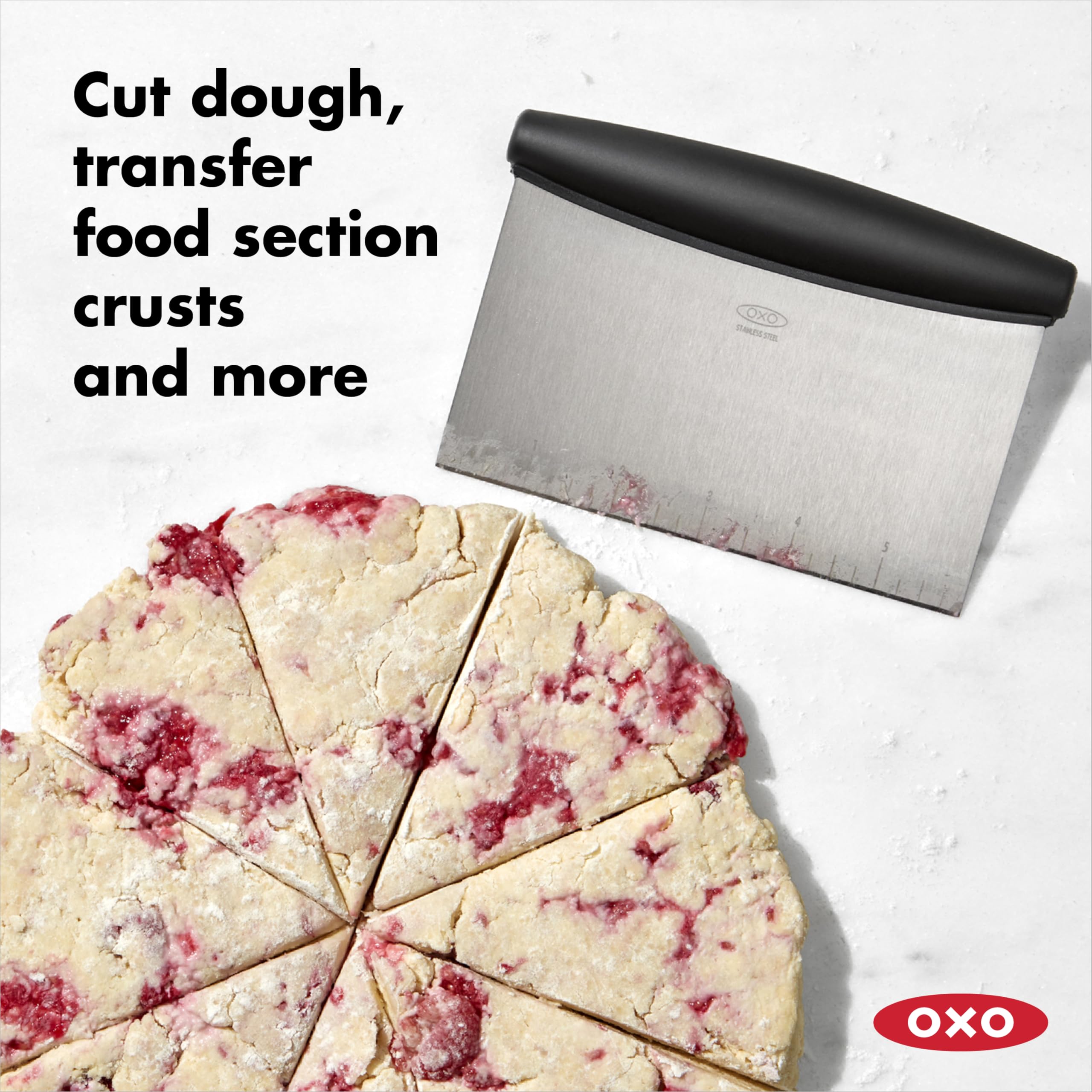 OXO Good Grips Stainless Steel Bench Scraper & Chopper, Dough Cutter for Baking