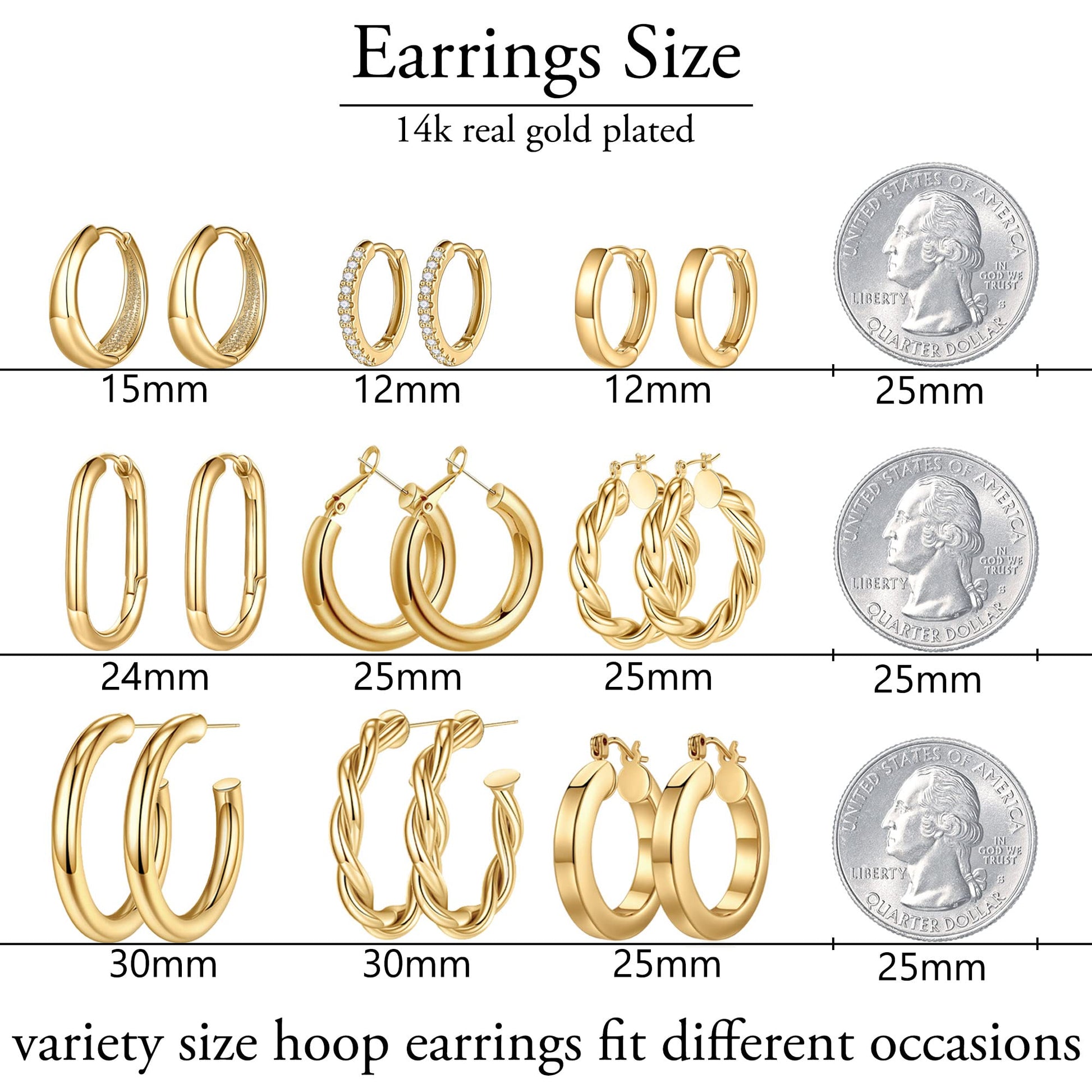 Yesteel Gold Hoop Earrings - 14k Gold Plated Small Hoop Earrings for Women Trendy Hypoallergenic Womens Hoops Huggie Earring, Jewelry Gifts for Women Her