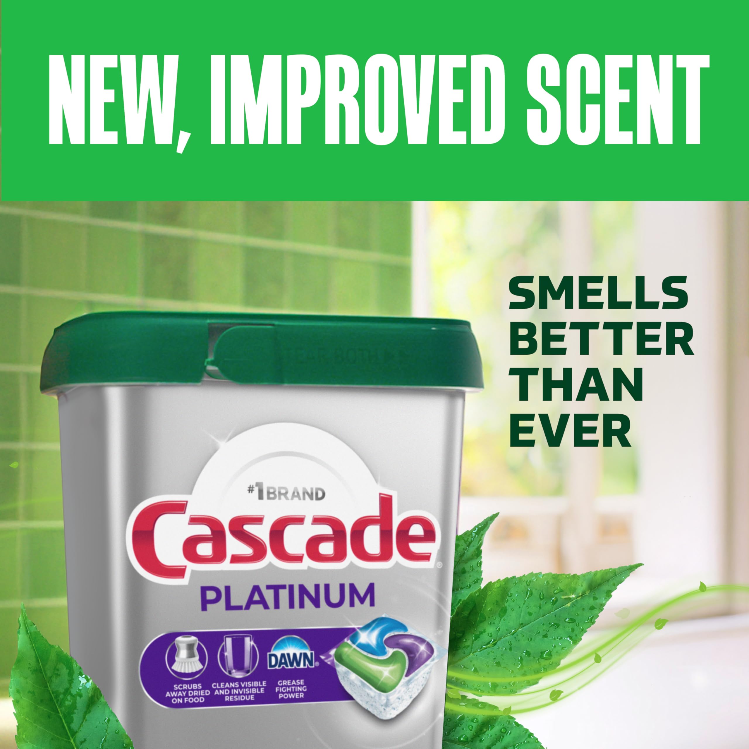 Cascade Platinum Dishwasher Pods, Dishwasher Detergent, Dish Detergent Soap, Fresh, 59 Count