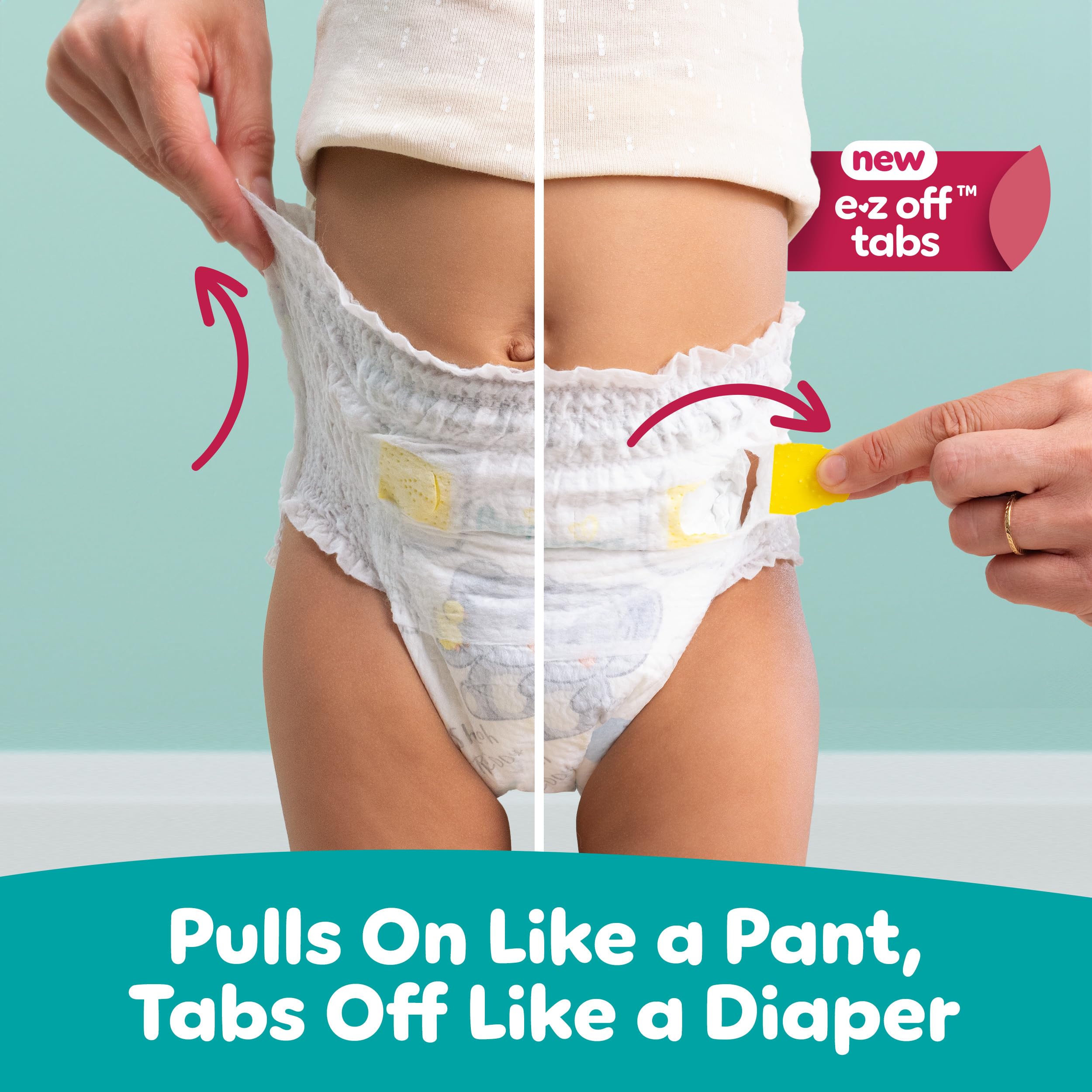 Pampers Diapers - Swaddlers 360 degrees - Size 5, 116 Count, up to 100% Leakproof Comfy Dry Fit, Designed for Easy Changes, Pull On Baby Diaper (Packaging May Vary)