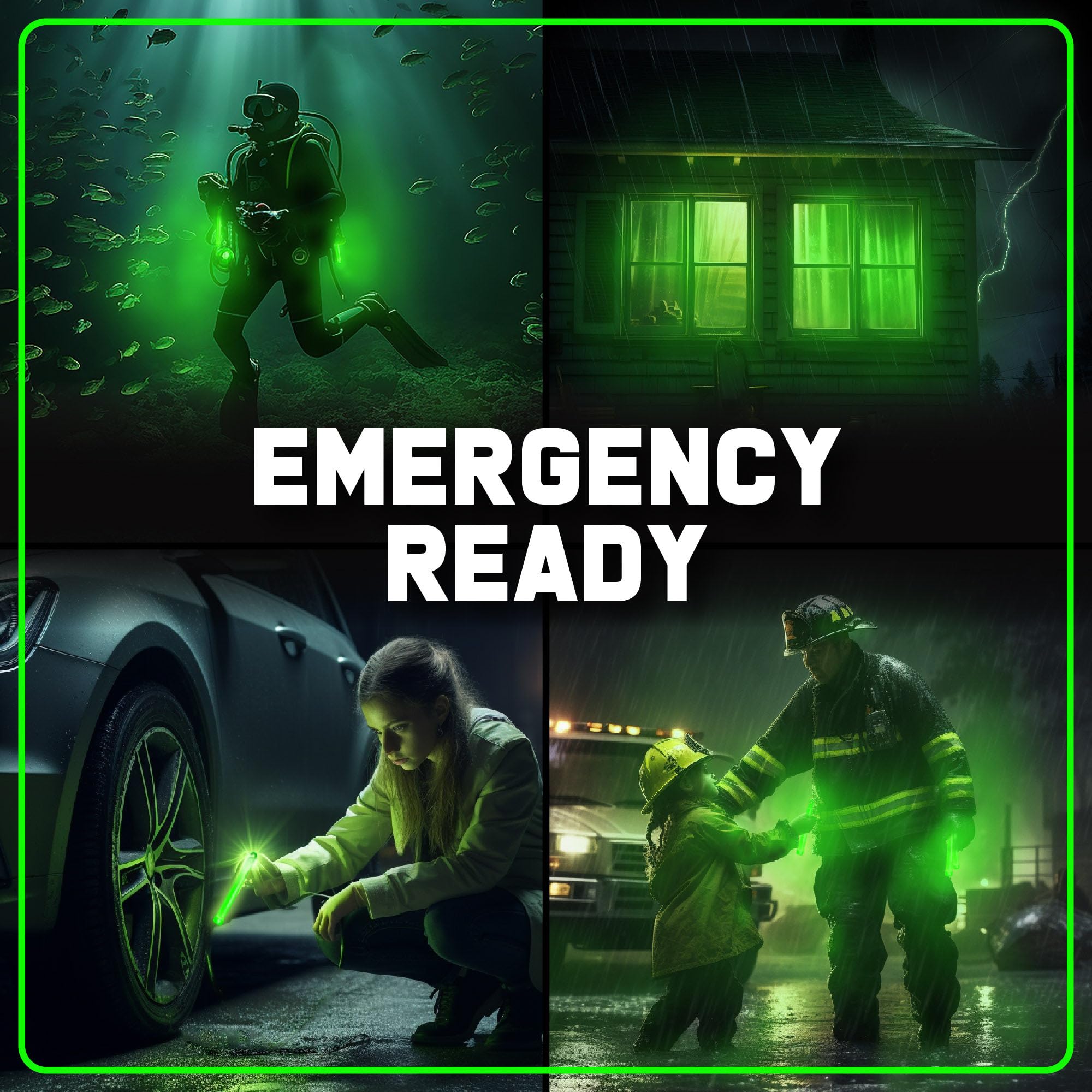 Emergency Glow Sticks - 12 Ultra Bright Individually Wrapped Military Grade Chem Lights - 12 Hour Bulk Tactical Light Sticks for Survival Gear, Camping, and Power Outages