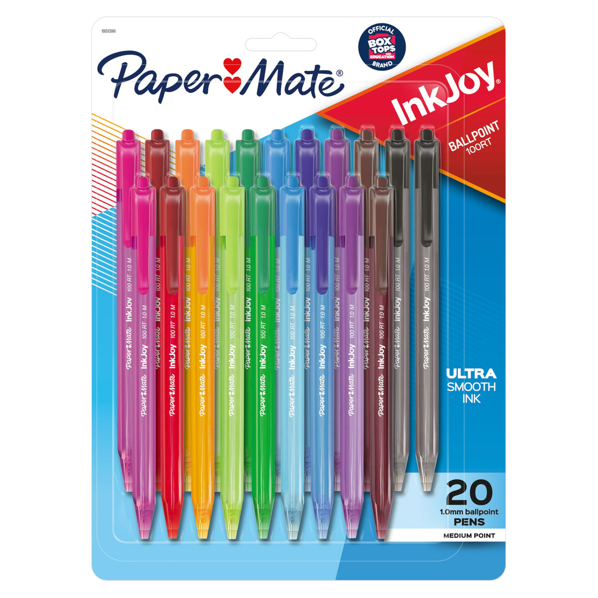 Paper Mate InkJoy 100RT Retractable Ballpoint Pens, Medium Point (1.0mm), Assorted, 20 Count