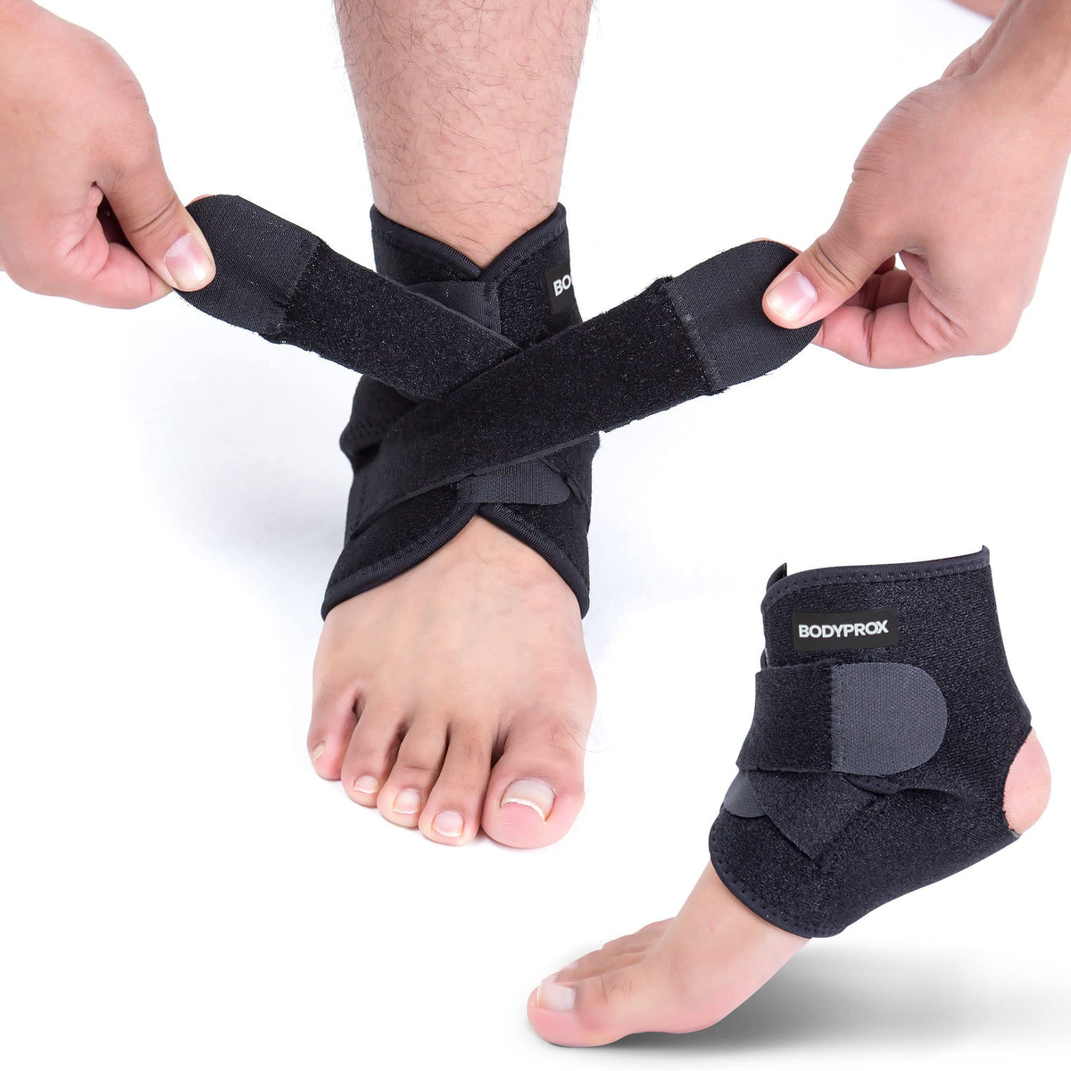 Bodyprox Knöchel-Stützbandage, atmungsaktive Neopren-Manschette, verstellbarer Wickel! (1er-Pack)