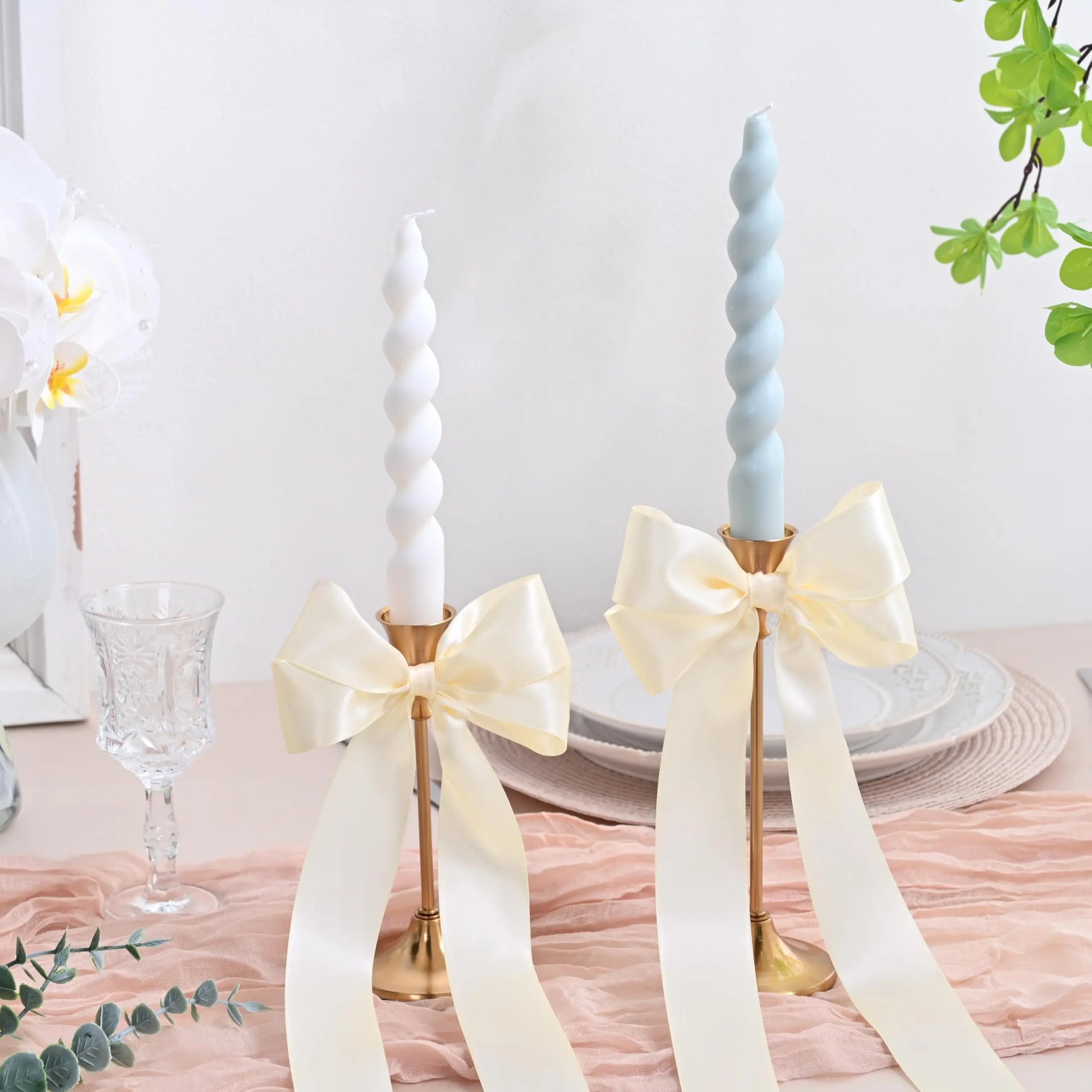 LEEQE Double Face Ivory Satin Ribbon 1-1/2 inch X 50 Yards Polyester Ivory Ribbon for Gift Wrapping Very Suitable for Weddings Party Hair Bow Invitation Decorations and More