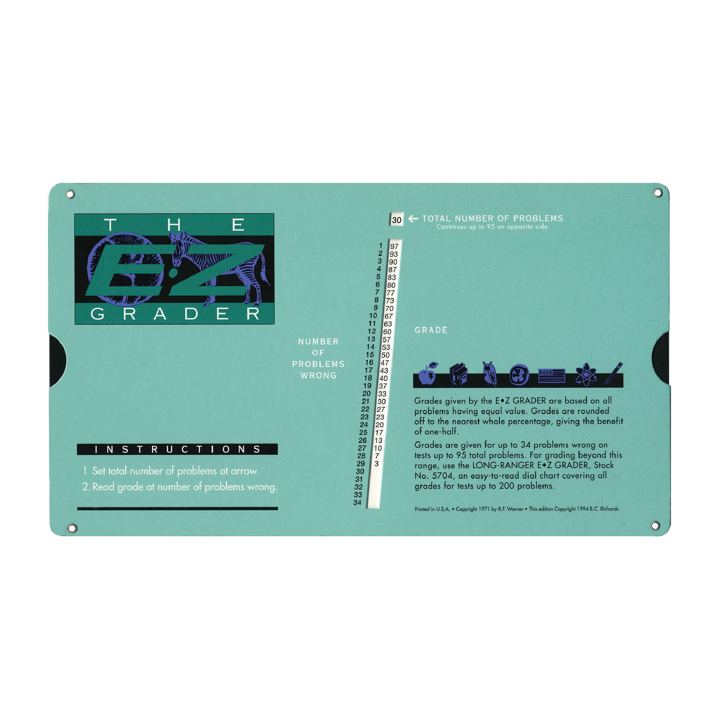 Advantus E-Z Grader Chart, Easy Gradebook for Teachers, 8-1/2 x 4-3/4 x 1/8 Inches, Standard Size Print, Green