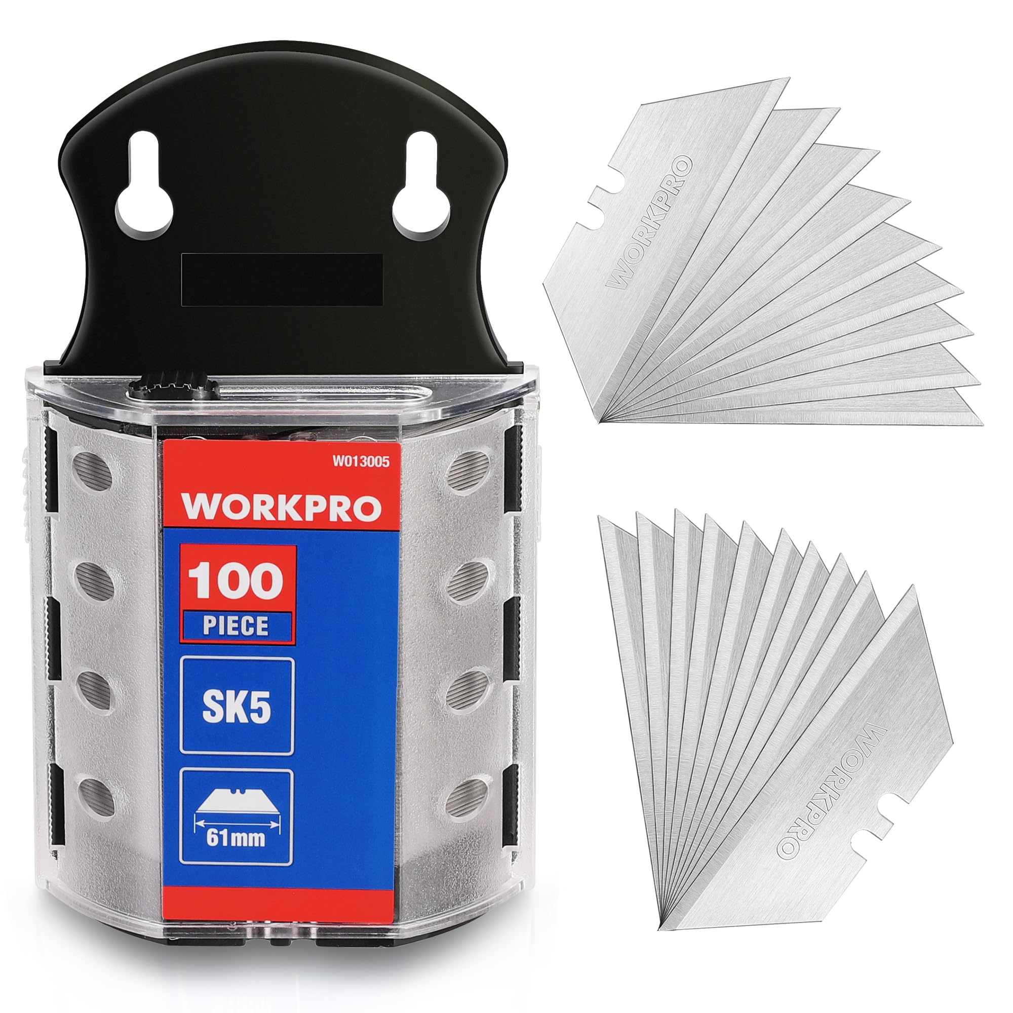 WORKPRO Cuttermesser-Klingen, SK5-Stahl, 100er-Pack mit Spender
