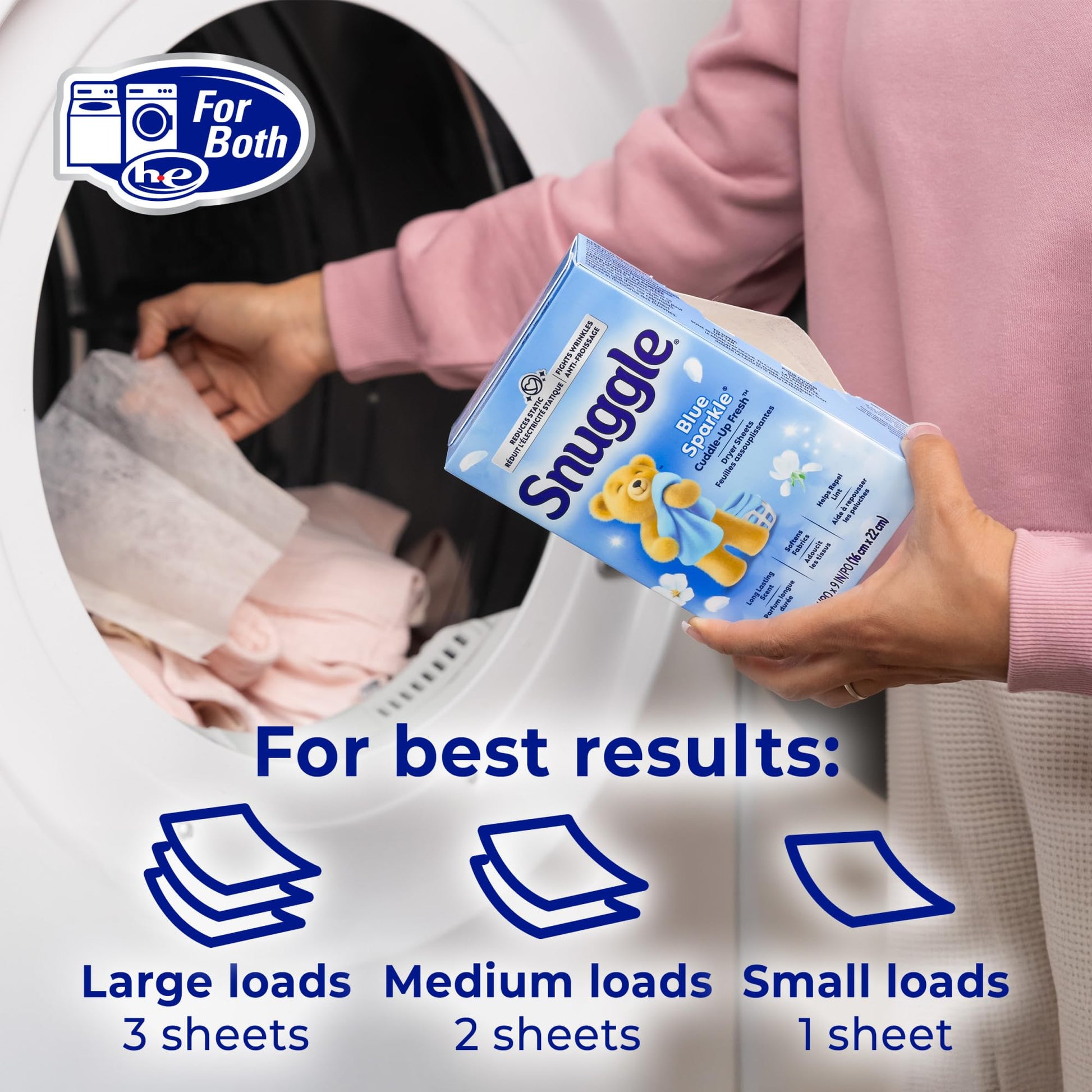 Snuggle Dryer Sheets, Long Lasting Fresh and Clean Scent, Laundry Fabric Softener, Control Static, Reduce Wrinkles, HE Safe, 200 Count
