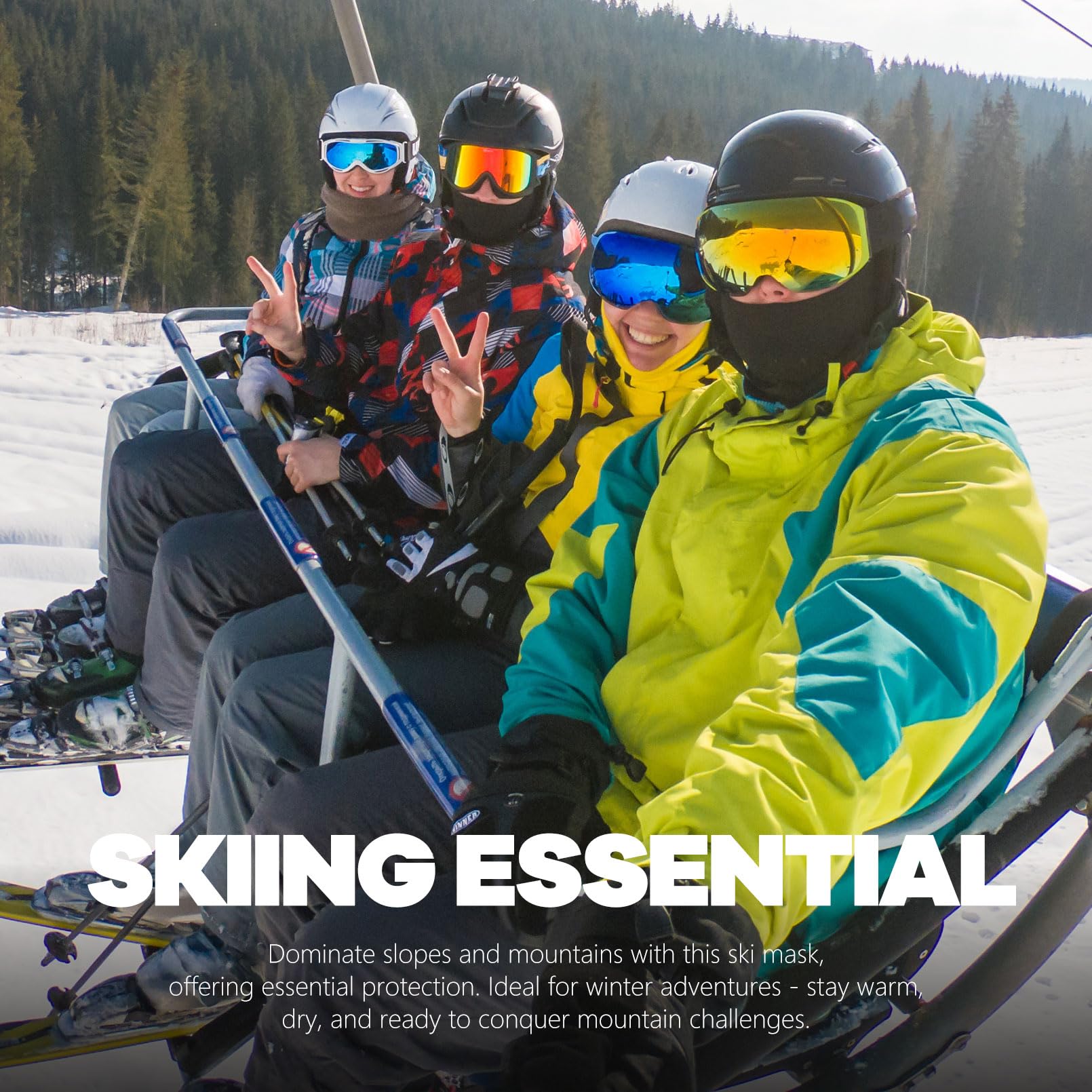 Fuinloth Balaclava Ski Mask, Motorcycle UV Protector Scarf, Summer Cooling Neck Gaiter for Men/Women Black