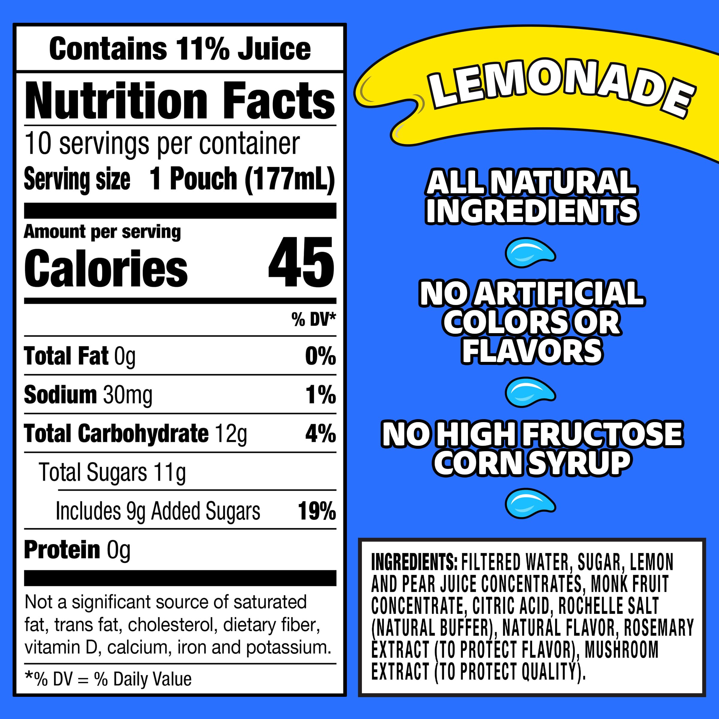 Capri Sun Lemonade Drink, 10 ct Box, 6 fl oz Pouches