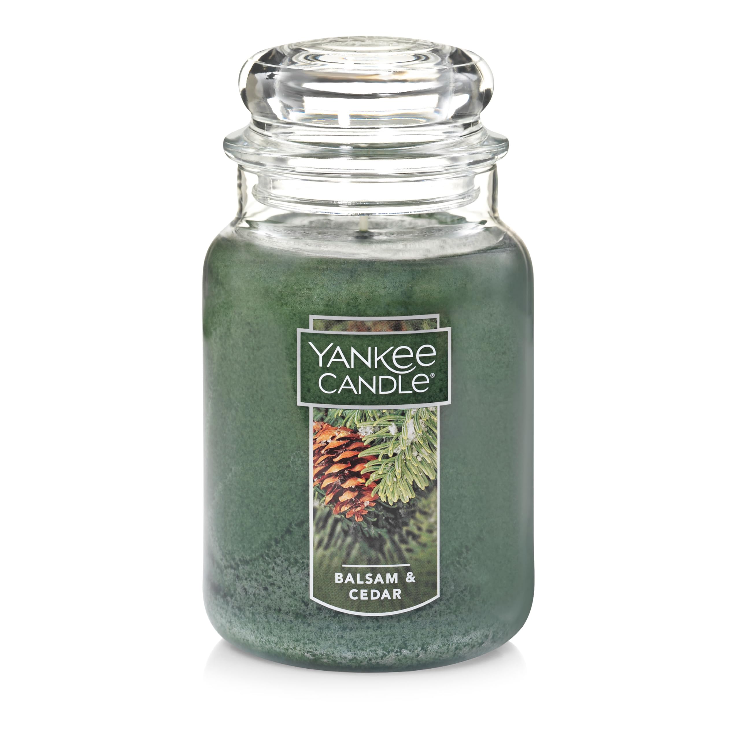 Yankee Candle Duftkerze Balsam & Zeder, klassisch, 623 g großes Glas, ein Docht, über 110 Stunden Brenndauer, ideales Weihnachtsgeschenk