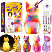 Paint Your Own Cat Lamp Kit, Arts and Crafts for Kids Ages 8-12, Art Supplies Painting kit for Kids 6-12, Cat Night Light Toys Girls Boy Birthday Gift for Kid Ages 3 4 5 6 7 8 9 10 11 12+