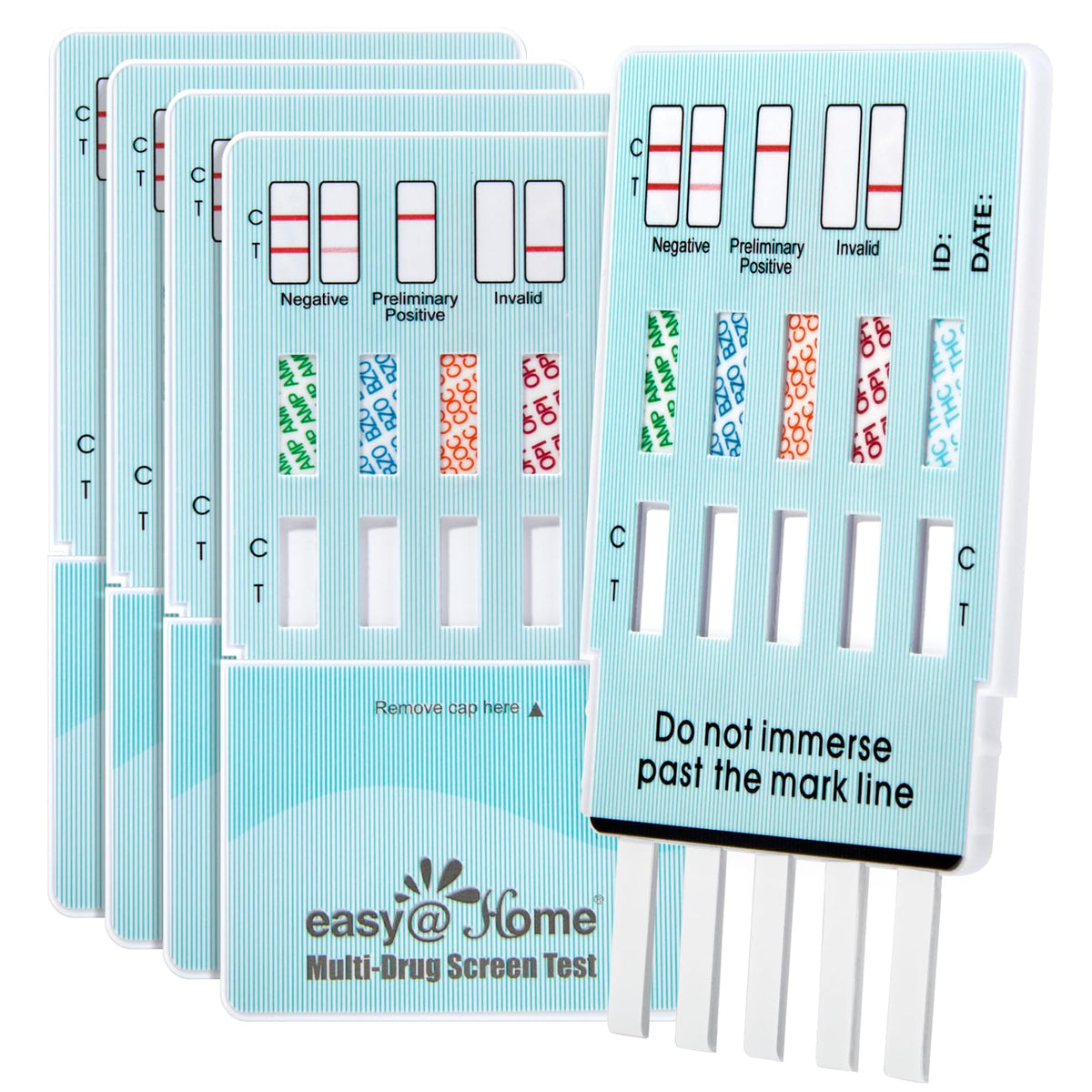 Easy@Home Multi-Drug Screen Test: Testing Amphetamine Oxazepam Cocaine Morphine Cannabinoids Home Urine Drug Testing Kits - #EDOAP-754 (5 Pack)