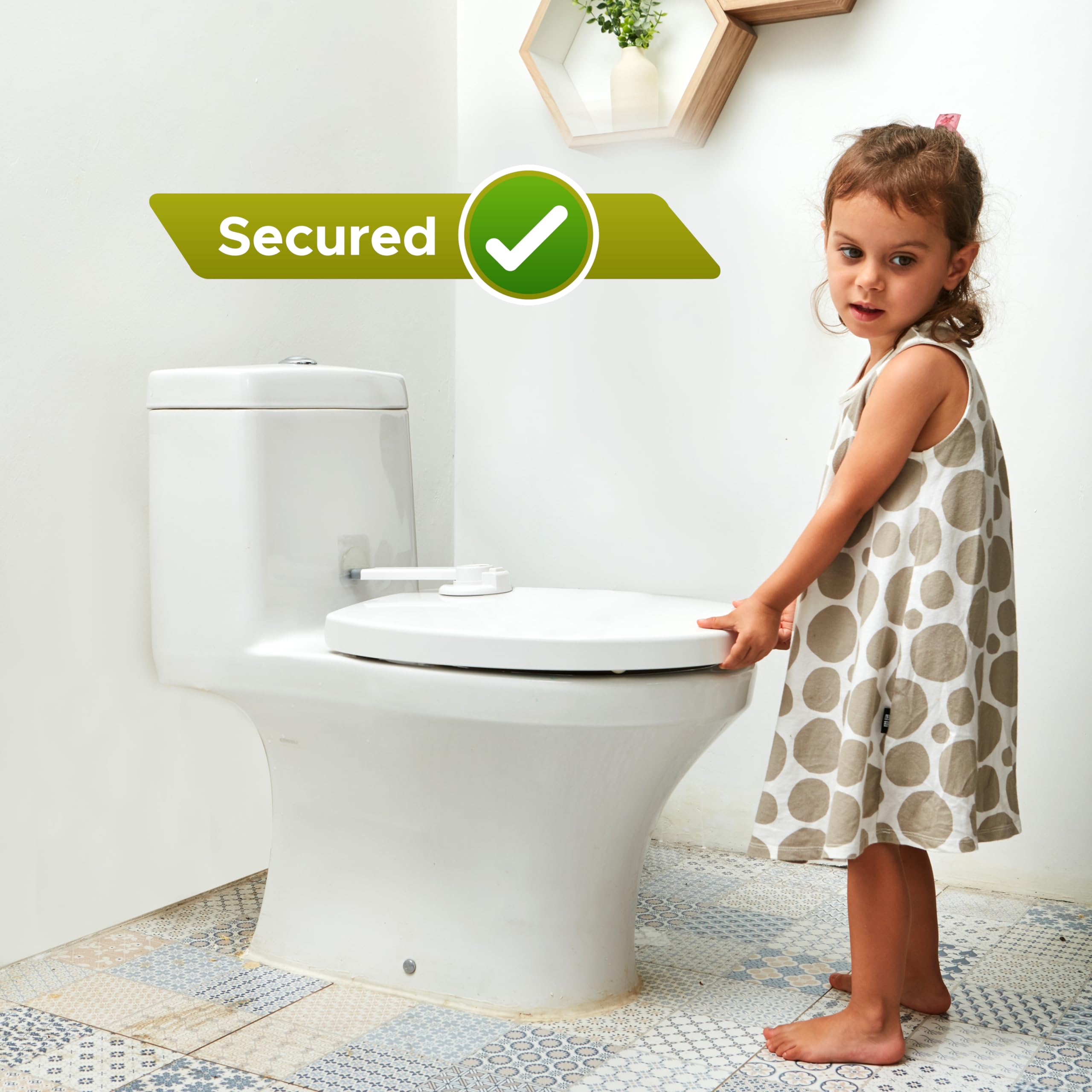 Wappa Baby Toilettenschloss – 22,9 cm L x 10,2 cm B – Ideales Baby-Proof Toilettendeckelschloss – Werkzeuglose einfache Installation mit 3M-Klebeband – Höchste Sicherheit für Toilettensitze – Passend für die meisten Toiletten – Weiß (1 Stück)