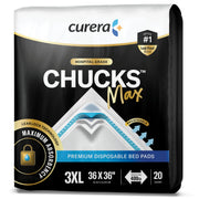 Curera Chucks MAX Hospital Bed Pads Disposable Adult 36 x 36 Breathable Incontinence Pads - XXX-Large Pee Pads for Adults - Heavy Duty Absorbency Underpads - 400 Lbs. Patient Repositioning [20 Count]