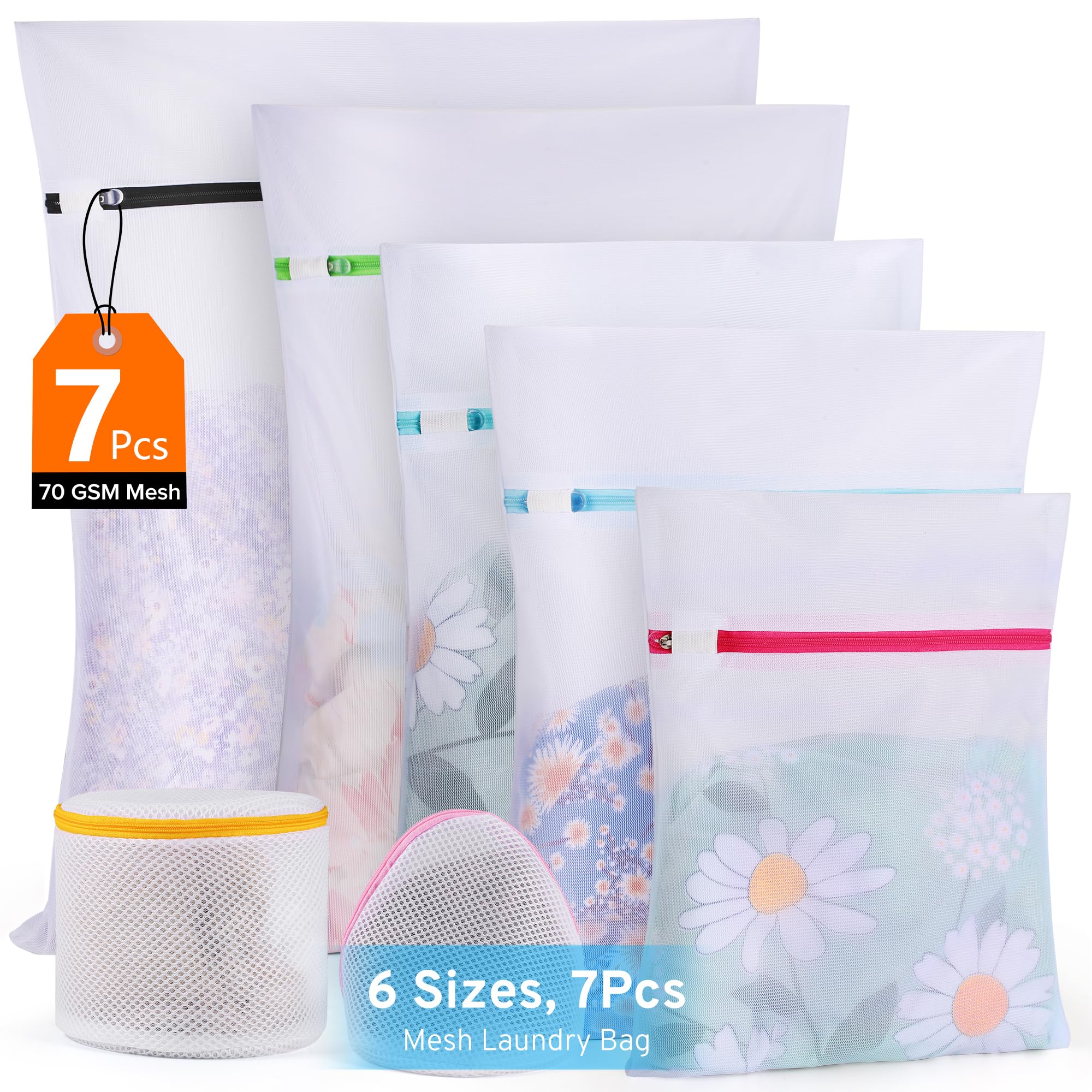 Ultimate 7 Pack 6 Size Mesh Laundry Bags Set for Delicates with AUTO-Lock Zipper, Lingerie Bags for Washing Delicates, Laundry Bags Mesh Wash Bags, Delicates Laundry Bag for Jeans,Blouse,Stocking,Bra