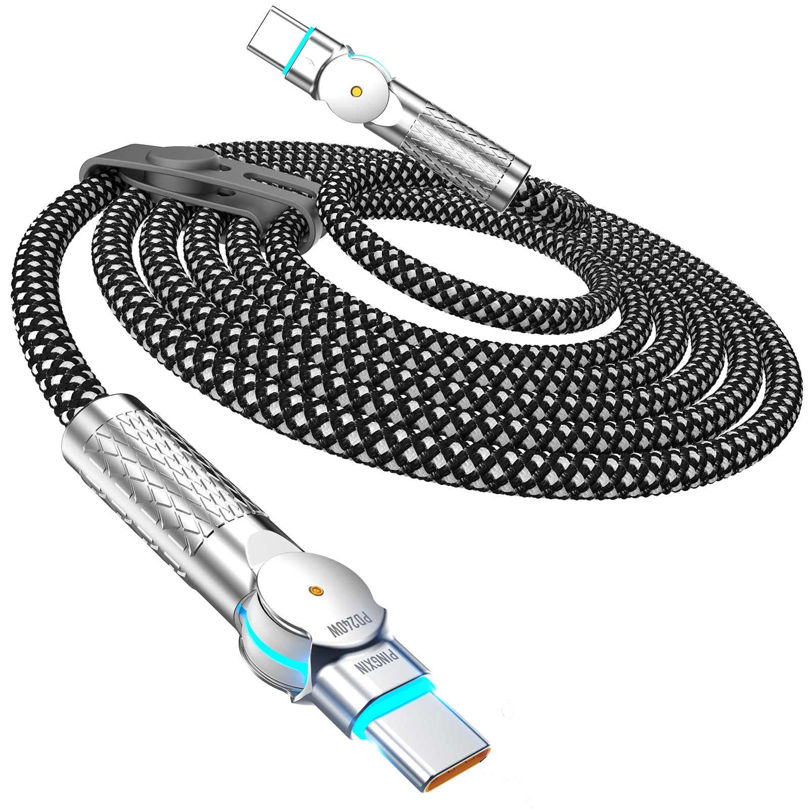 USB C to USB C Cable 10FT 240W, 180 degreesRotating USB C Cable Braided Type C Charger Cable Fast Charge for iPhone 16/16Pro/16Plus/16ProMax,MacBook Air,iPad Pro,Pixel,Samsung Galaxy S23/S24 Ultra-Black