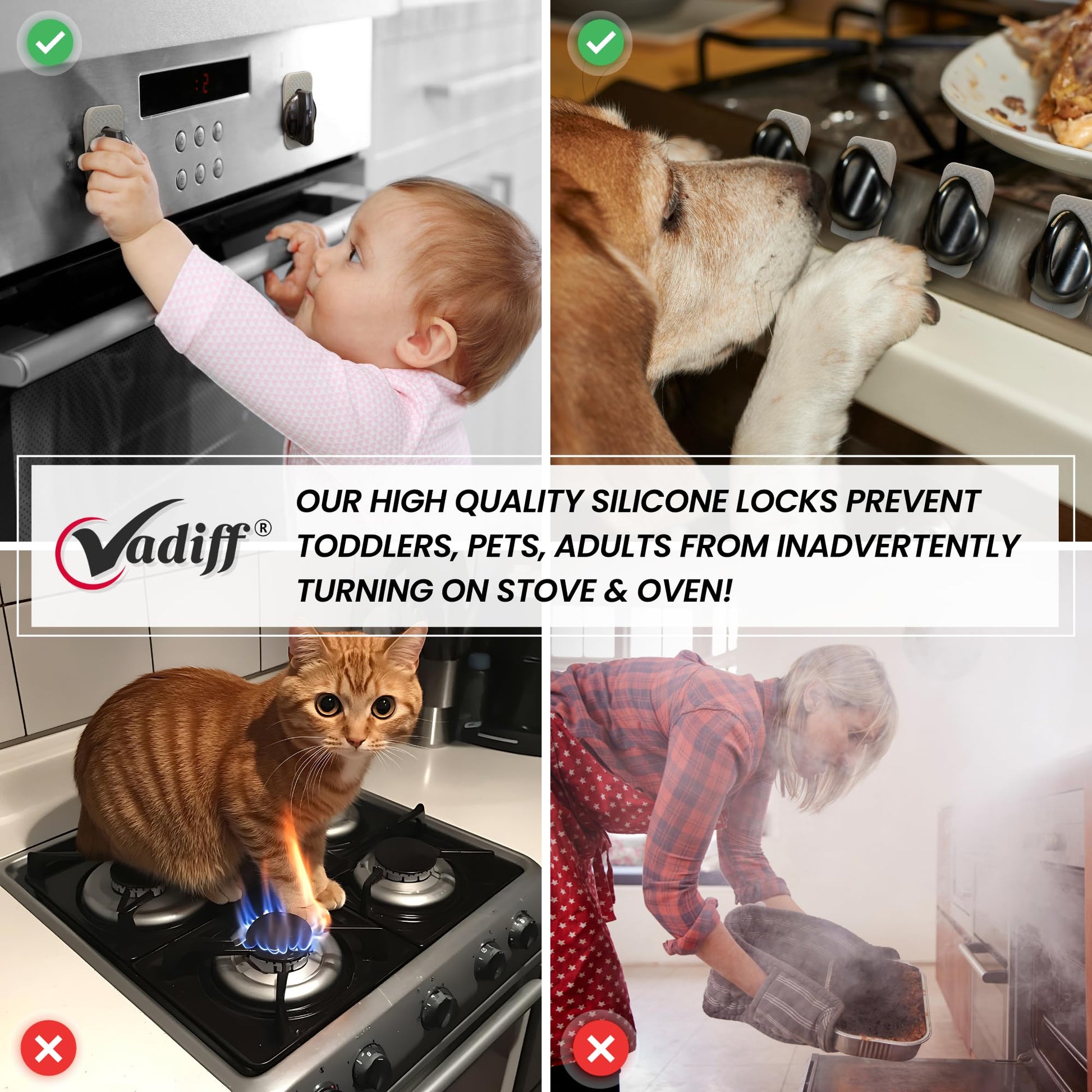 2025 Mom's Choice Winner- Gas Stove Knob Locks - Gray Silicone Stove Knob Safety Covers for Toddlers, Pets - Child Proof Universal Size Knobs - Baby Proofing Protectors for Electric Stoves- 5Pcs
