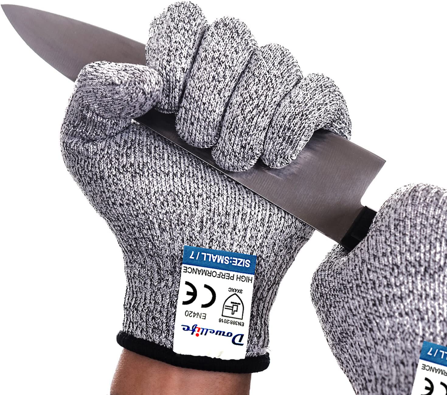 Dowellife Schnittschutzhandschuhe Lebensmittelqualität Stufe 5 Schutz, Sicherheits-Küchen-Schnittschutzhandschuhe für Koch Austernschälen Mandoline Messer Metzger Fleischschneiden