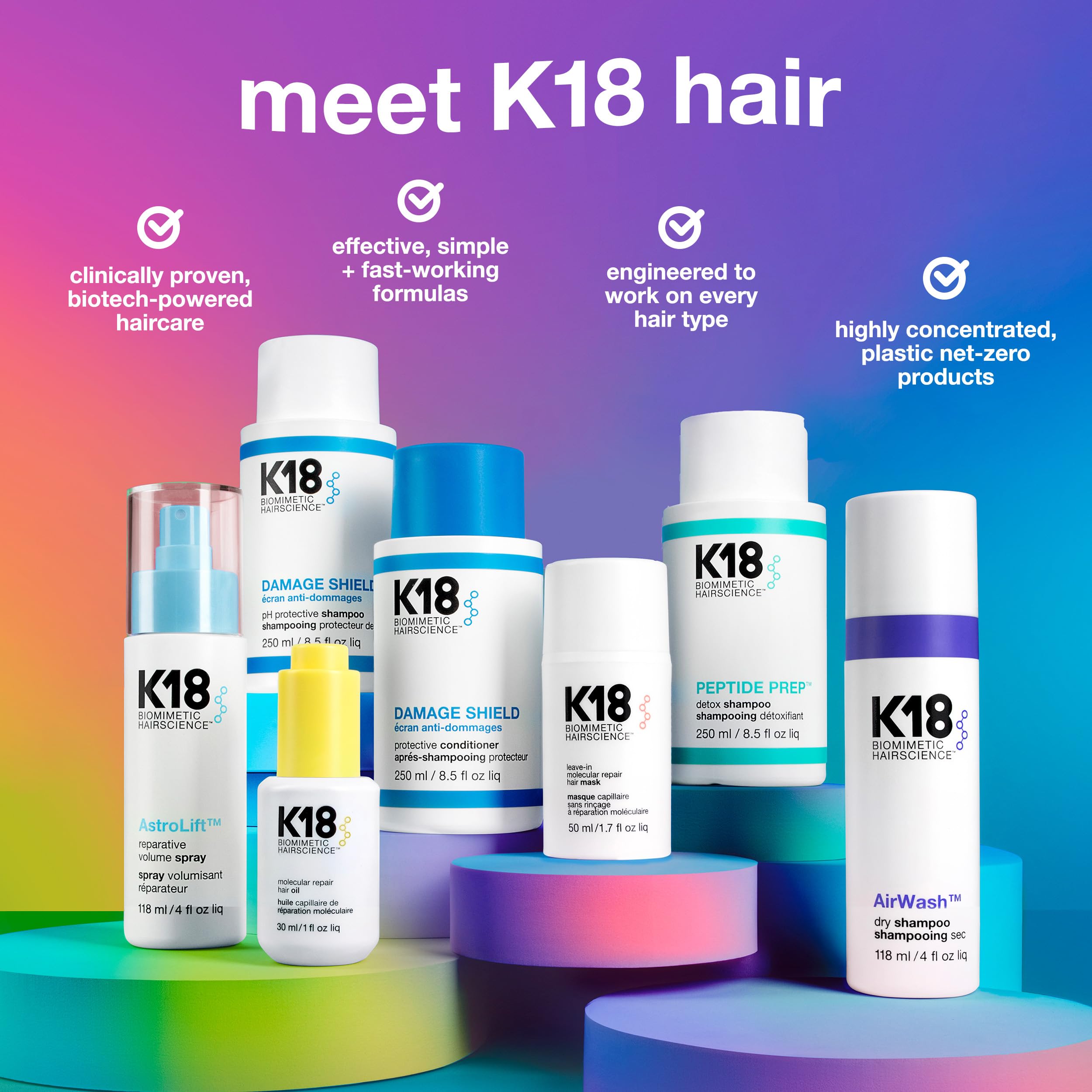 K18 Mini Leave-In Molecular Hair Mask, Repairs Dry or Damaged Hair, Reverse Hair Damage from Bleach, Color, Chemical Services & Heat