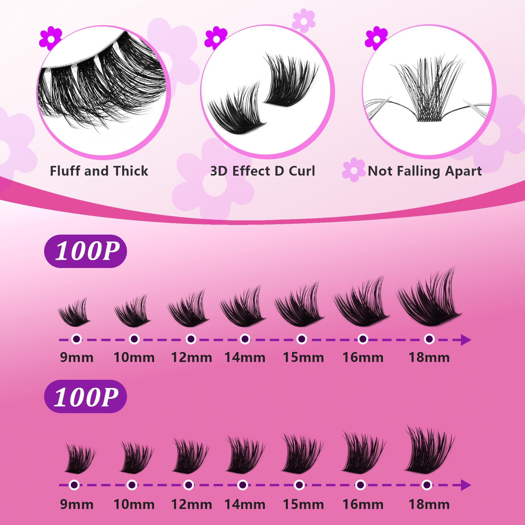 C Curl Lash Clusters Extensions 280 Pcs Individual Eye lash Clusters 100D Cluster Eyelash Lashes Wispy Clusters Lashes Makeup at Home - DIY Lash Extension Kit for Self Application (9-18MM) Mix