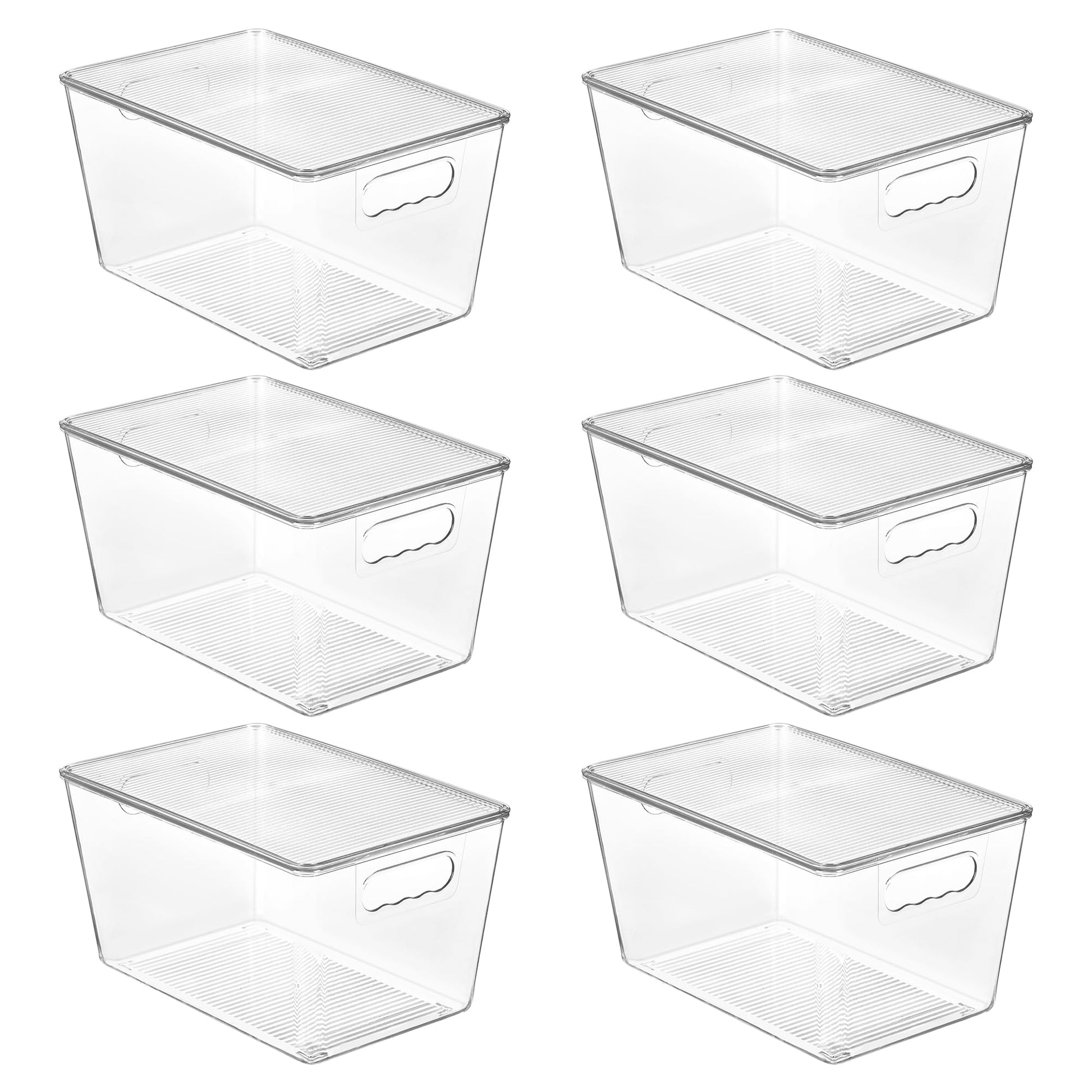 Vtopmart 6 Pack Clear Stackable Storage Bins with Lids, Large Plastic Containers with Handle for Pantry Organizer and Storage,Perfect for Bathroom,Cabinet,Kitchen,Fridge,Closet Organization