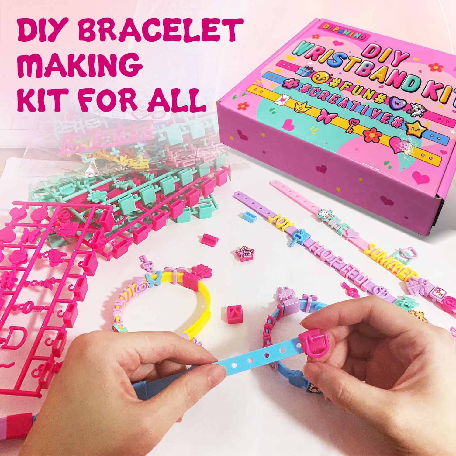 Dupamind Art & Craft Kits for Kids, DIY Friendship Bracelet Making Kit for Girls, Jewelry Making with Charm & Stickers, Birthday Gifts for Ages 5-12, Toys for Ages 5, 6, 7, 8, 9, 10, 11, 12 Years Old