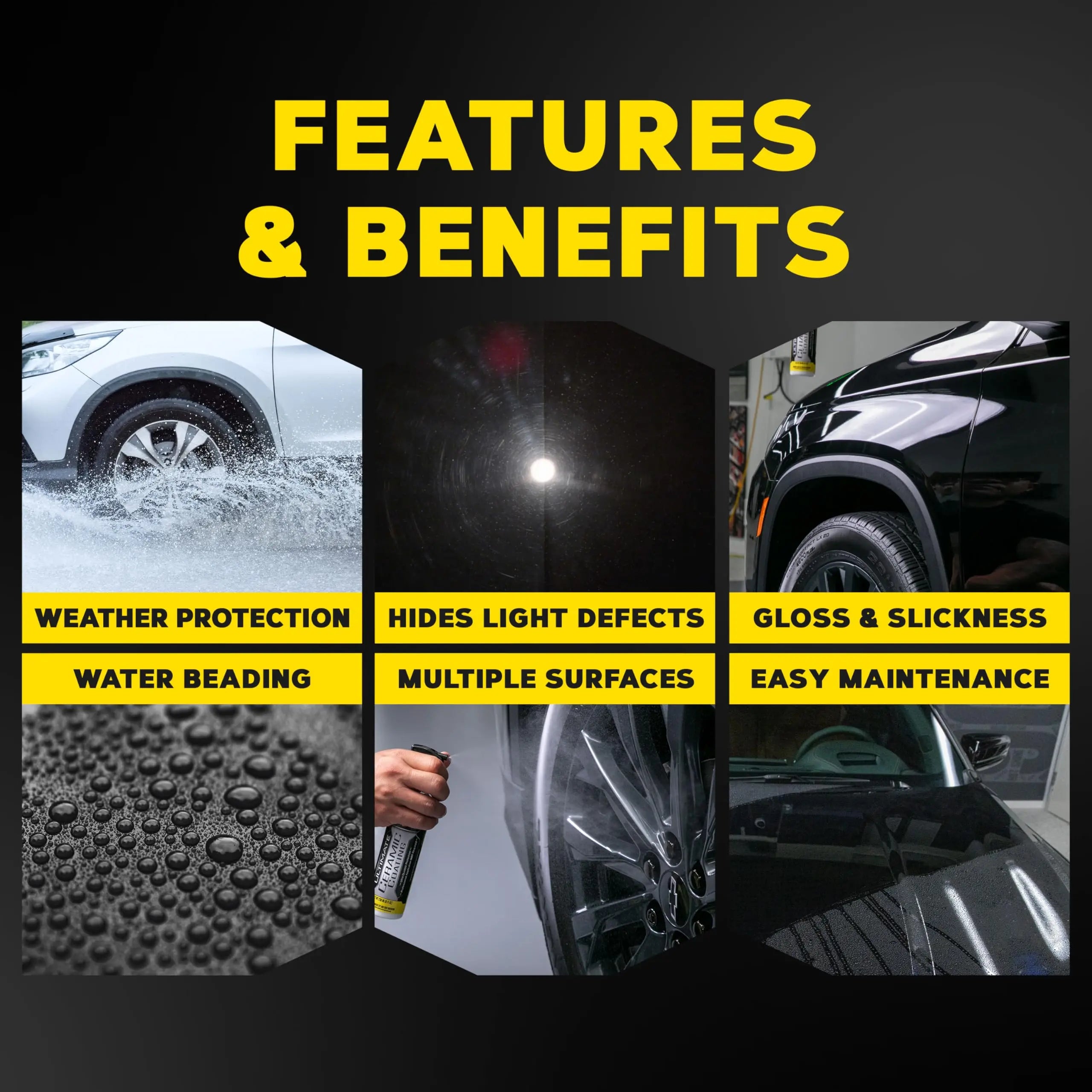 Meguiar's Ultimate Ceramic Coating Kit - Premium Kit for Cars Delivers Ultra-Durable Ceramic Protection with High Water Beading Action, Increased Gloss and Slickness, and Premium Microfiber Towels