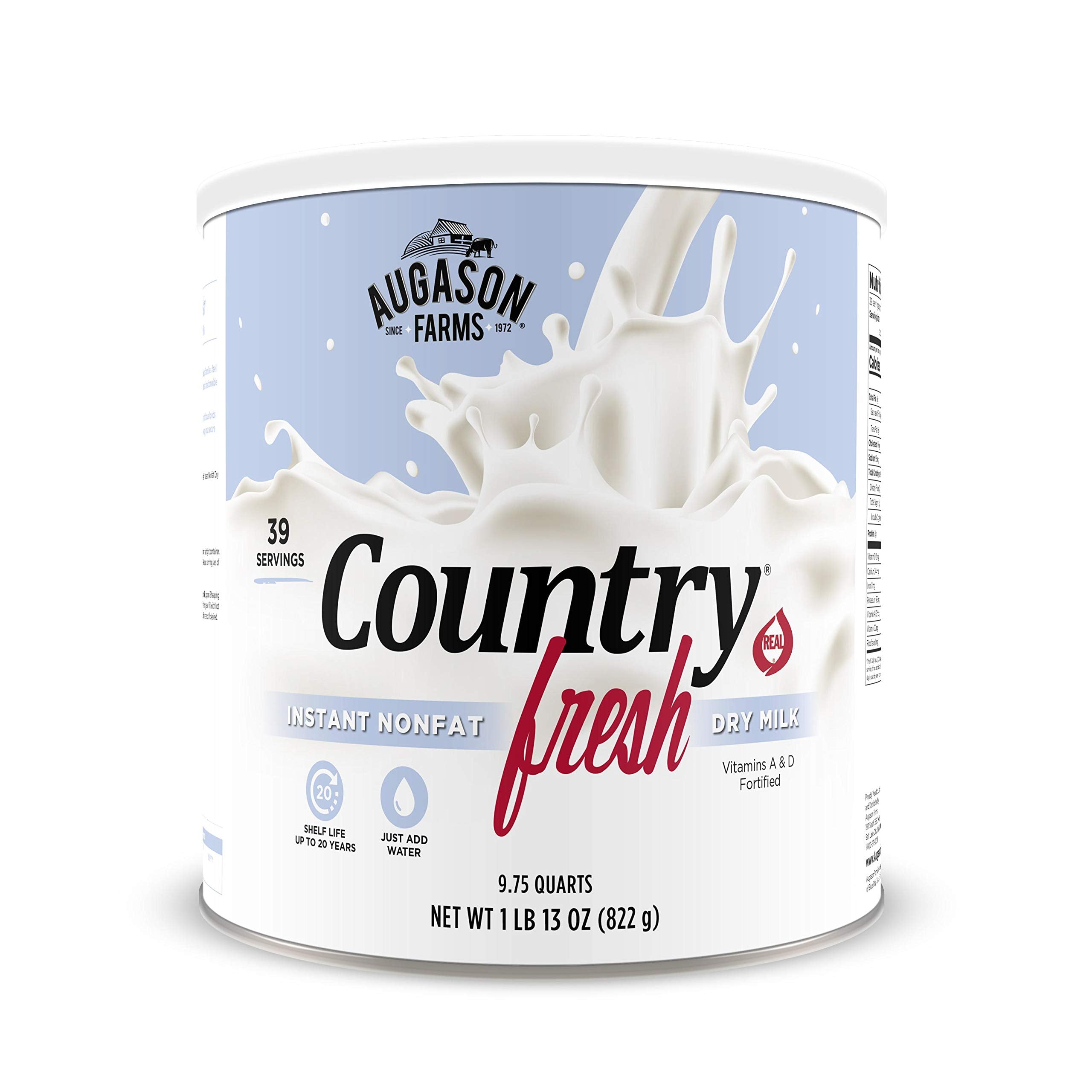 Augason Farms Country Fresh Instant-Magermilchpulver-Dose, Notfall-Nahrungsmittelversorgung, Alltägliche Mahlzeiten, 39 Portionen