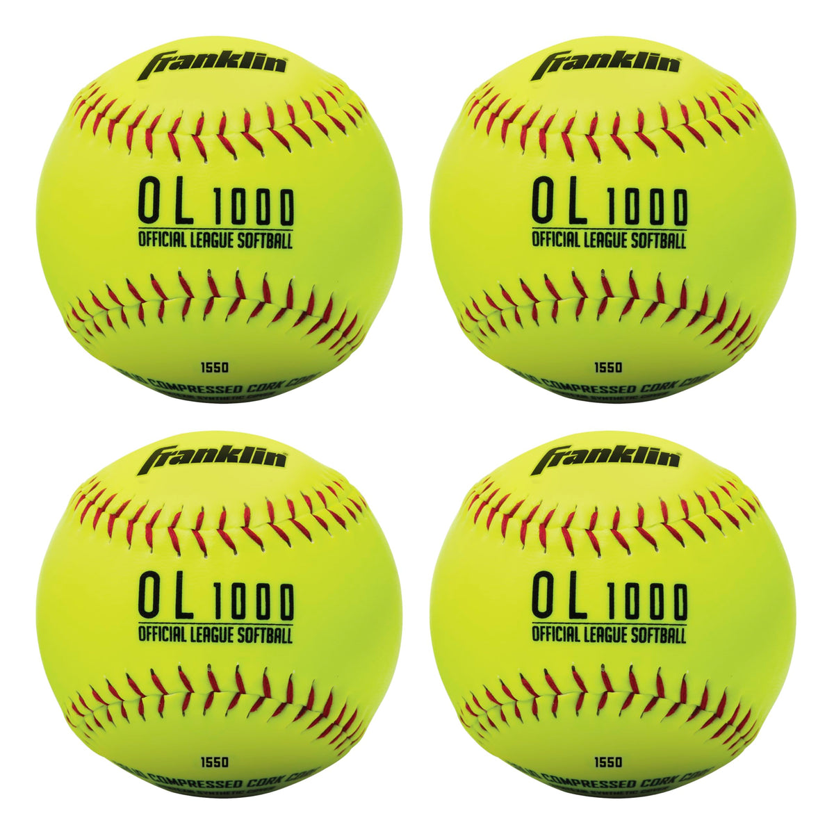 Franklin Sports Softbälle in offizieller Größe – 12" Fastpitch Übungsbälle, ideal für Training und Gewicht, 4er-Pack