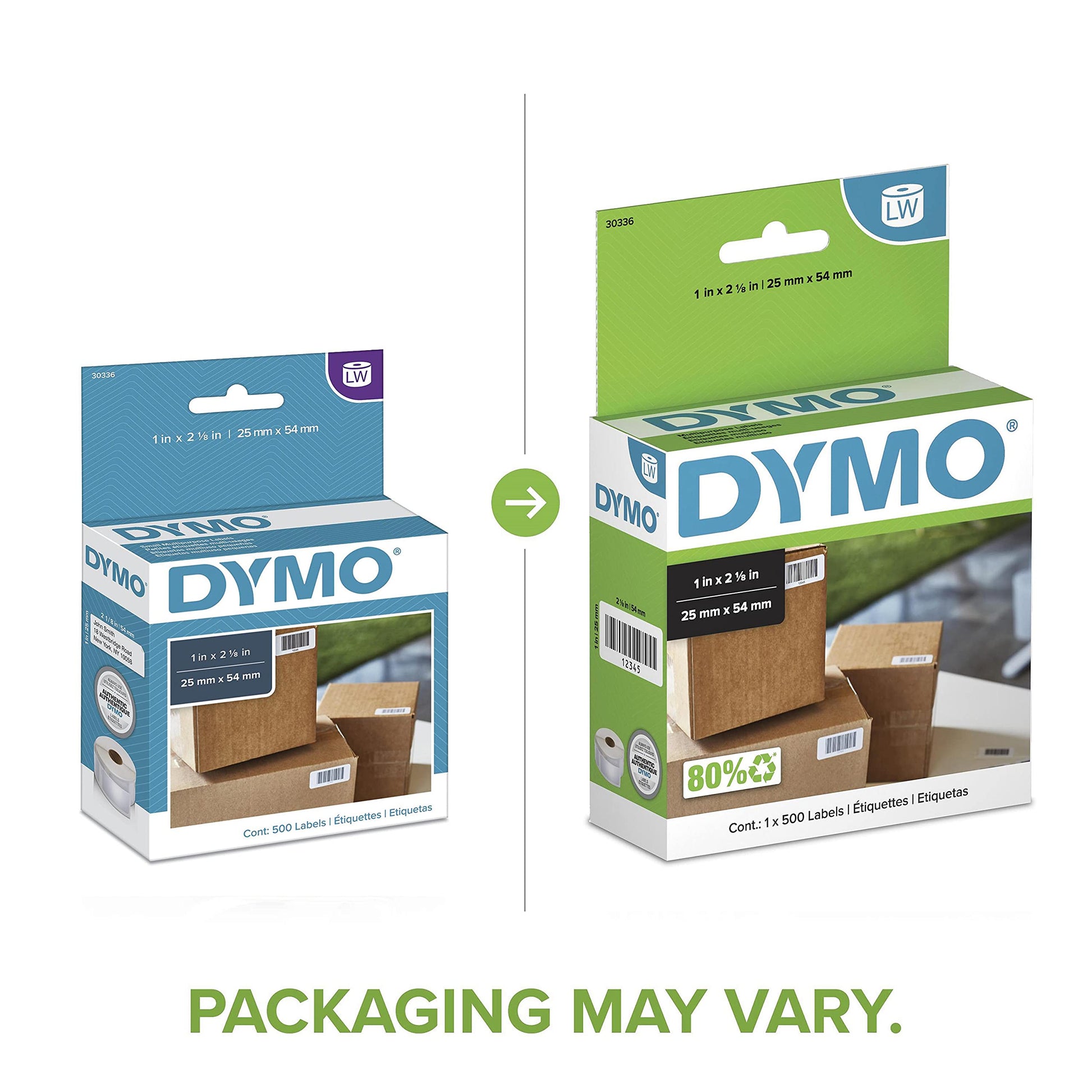 DYMO Authentic LW Multi-Purpose Labels DYMO Labels for LabelWriter Printers Great for Barcodes 1" x 2-1/8" 1 Roll of 500