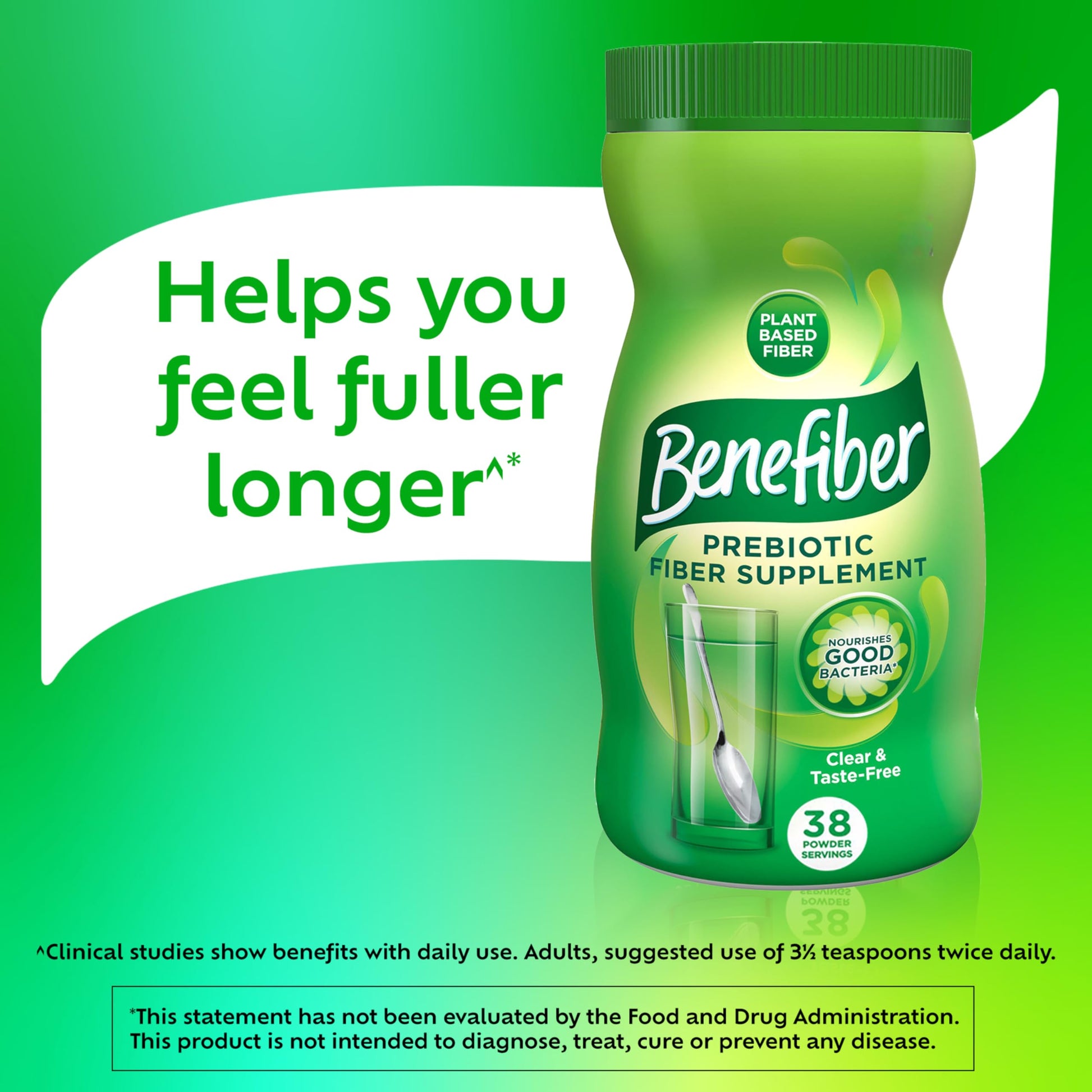 Benefiber Daily Prebiotic Fiber Supplement Powder for Digestive Health, Unflavored - 125 Servings (17.6 Ounces)