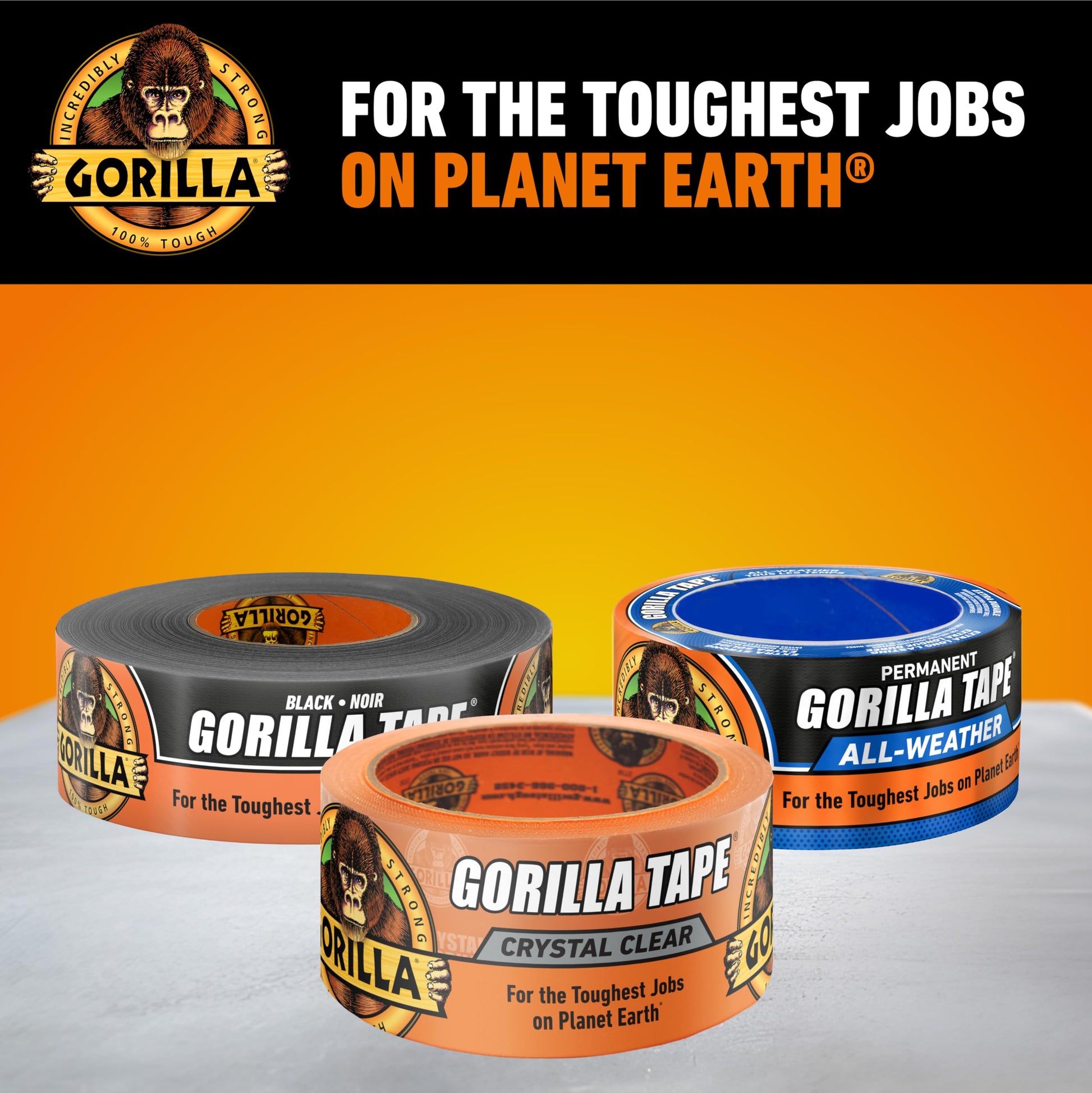 Gorilla Crystal Clear Tape, 1.88” x 18 yd (Pack of 1) - Weather Resistant for Indoor or Outdoor Projects and Repairs
